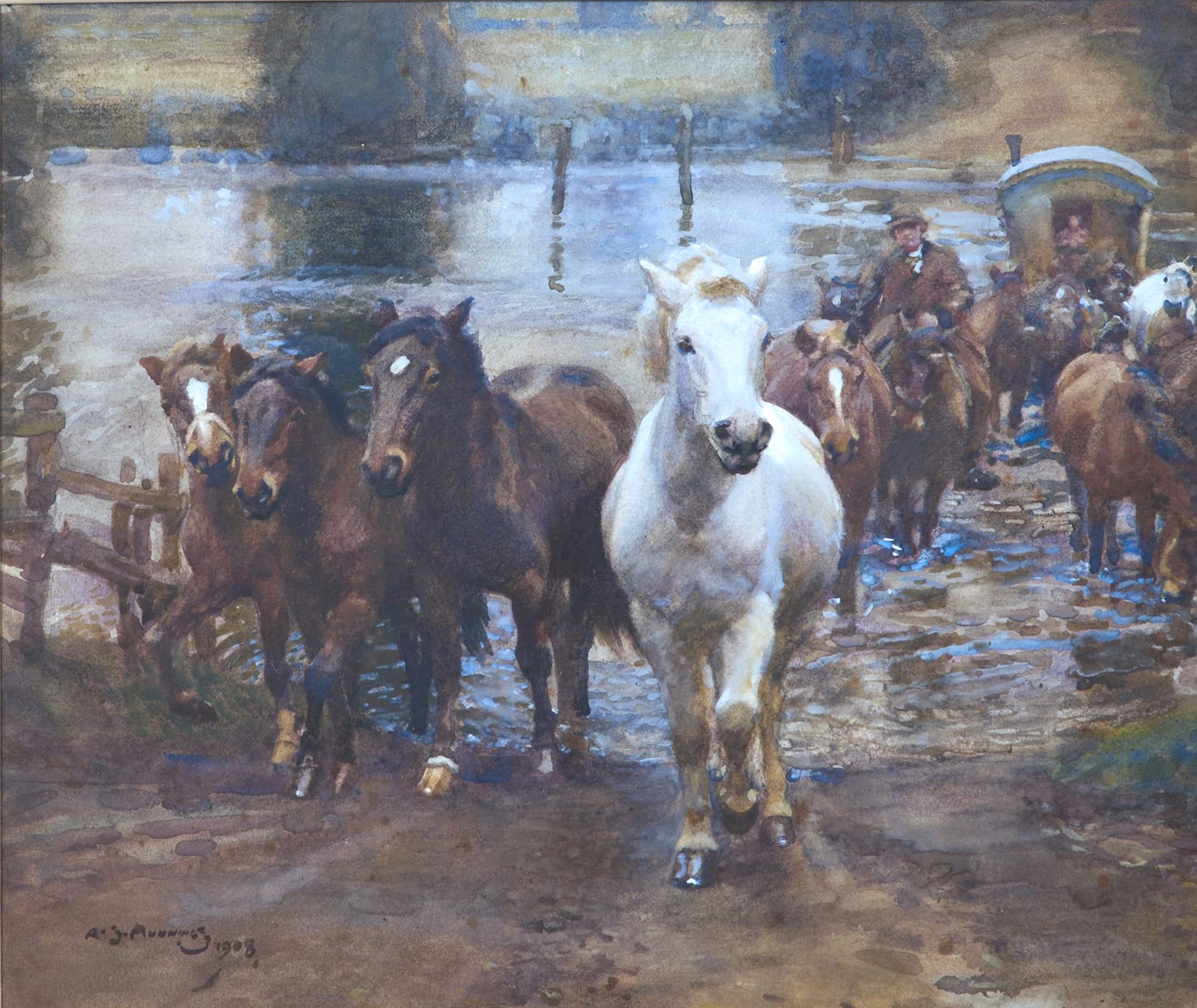 Crossing the Ford by Sir Alfred James Munnings