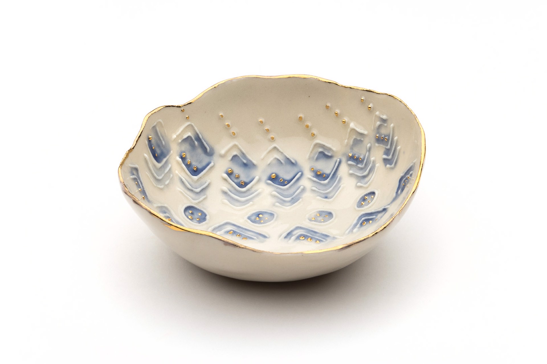 Medium Blue & White Bowl (32) by Maria Bruckman