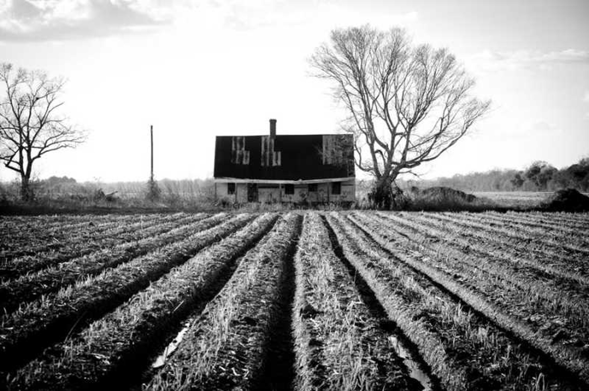 Plowed Fields and House by Leslie Addison