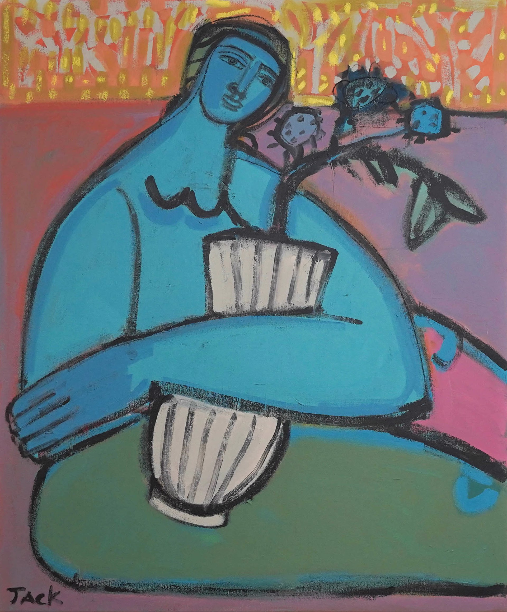 Woman with Flower Vase by Rebecca Jack