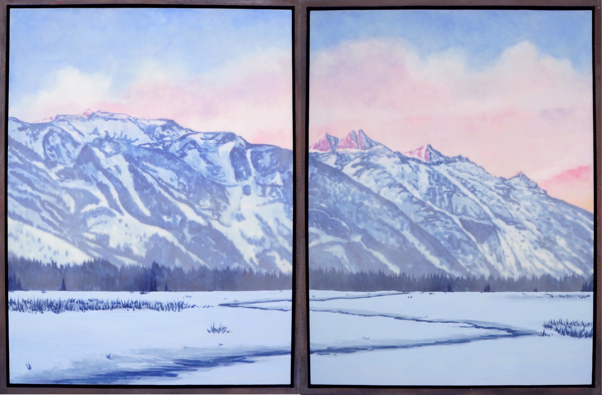 Original Encaustic Landscape Painting By Bridgette Meinhold Featuring The Teton Mountain Range And Snake River 