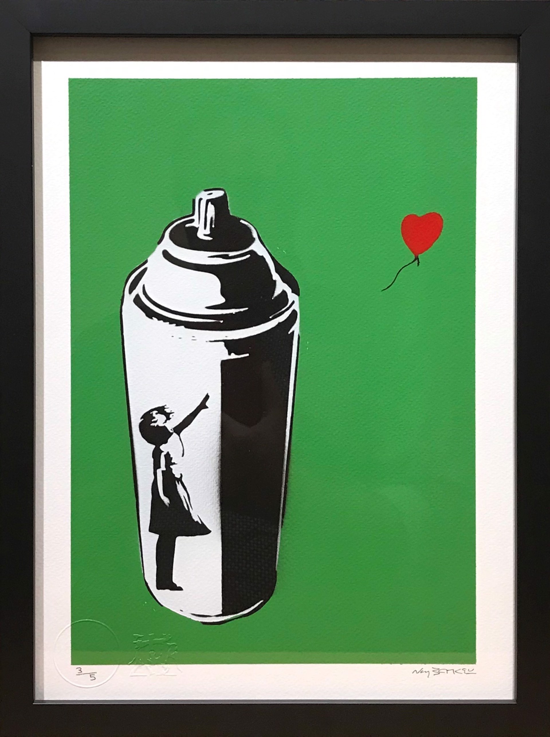 Balloon Girl Spray Can (Green) by Not Banksy