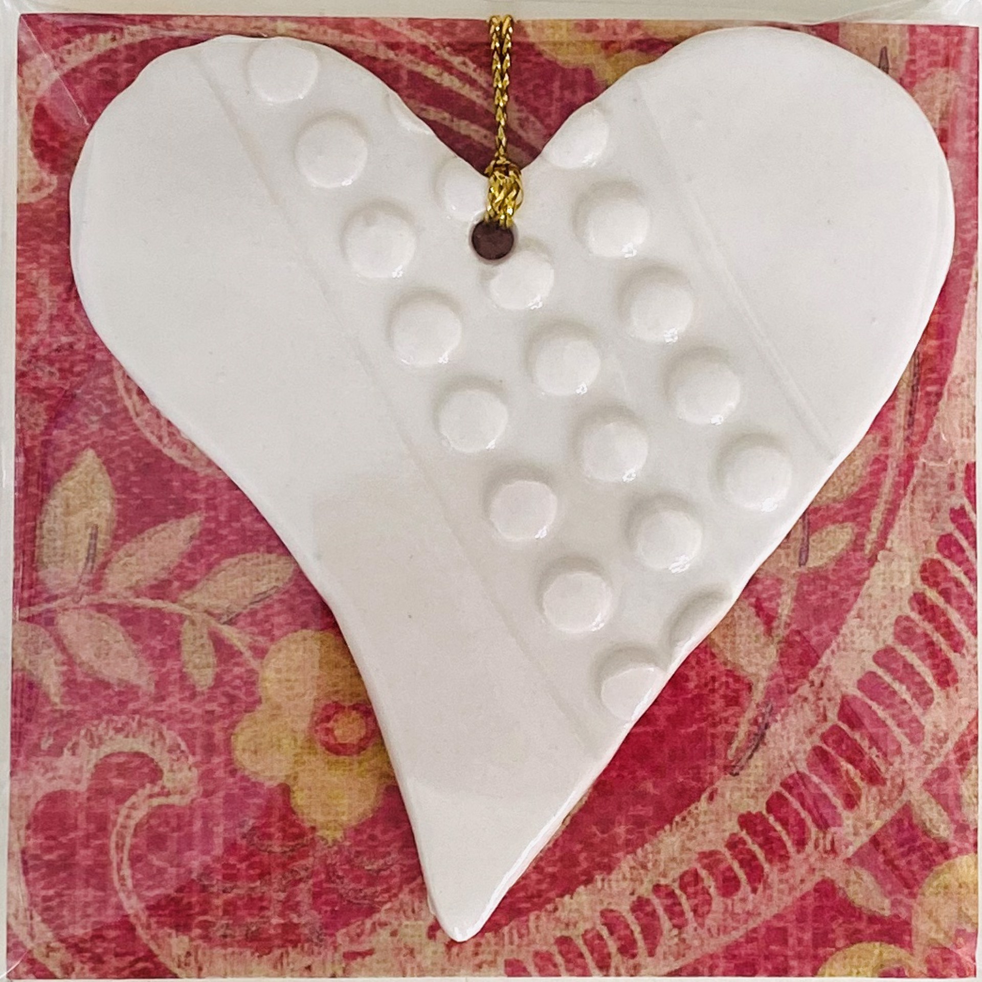 Heart Ornament-White, assorted designs by Marty Biernbaum