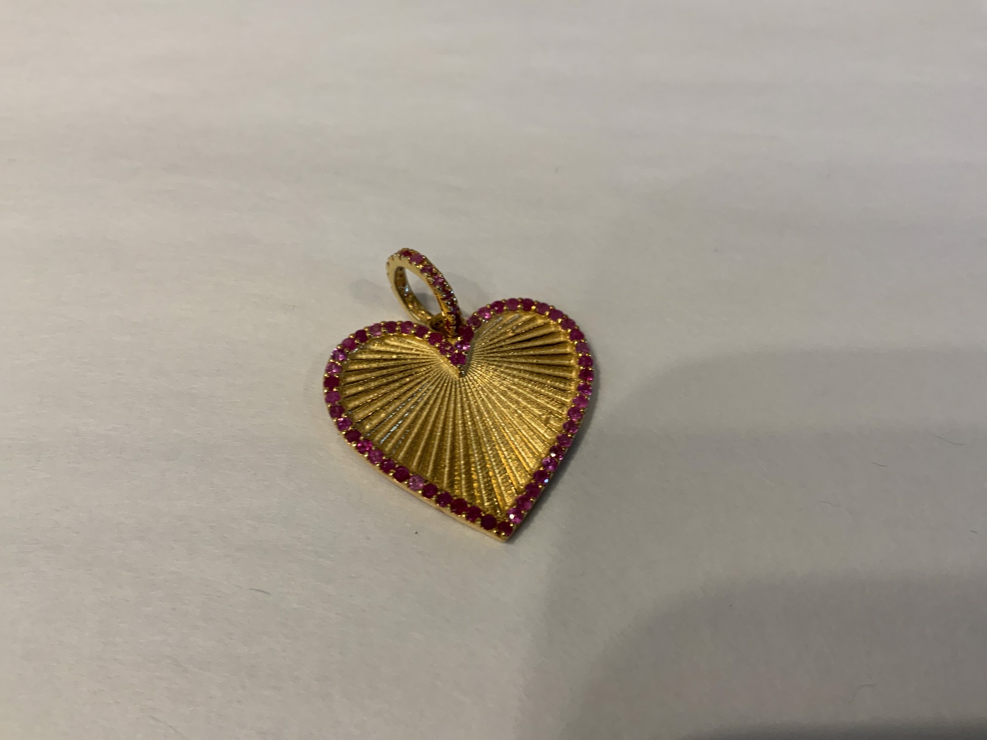 Gold Vermeil and Pave Ruby Heart Pendant by Karen Birchmier