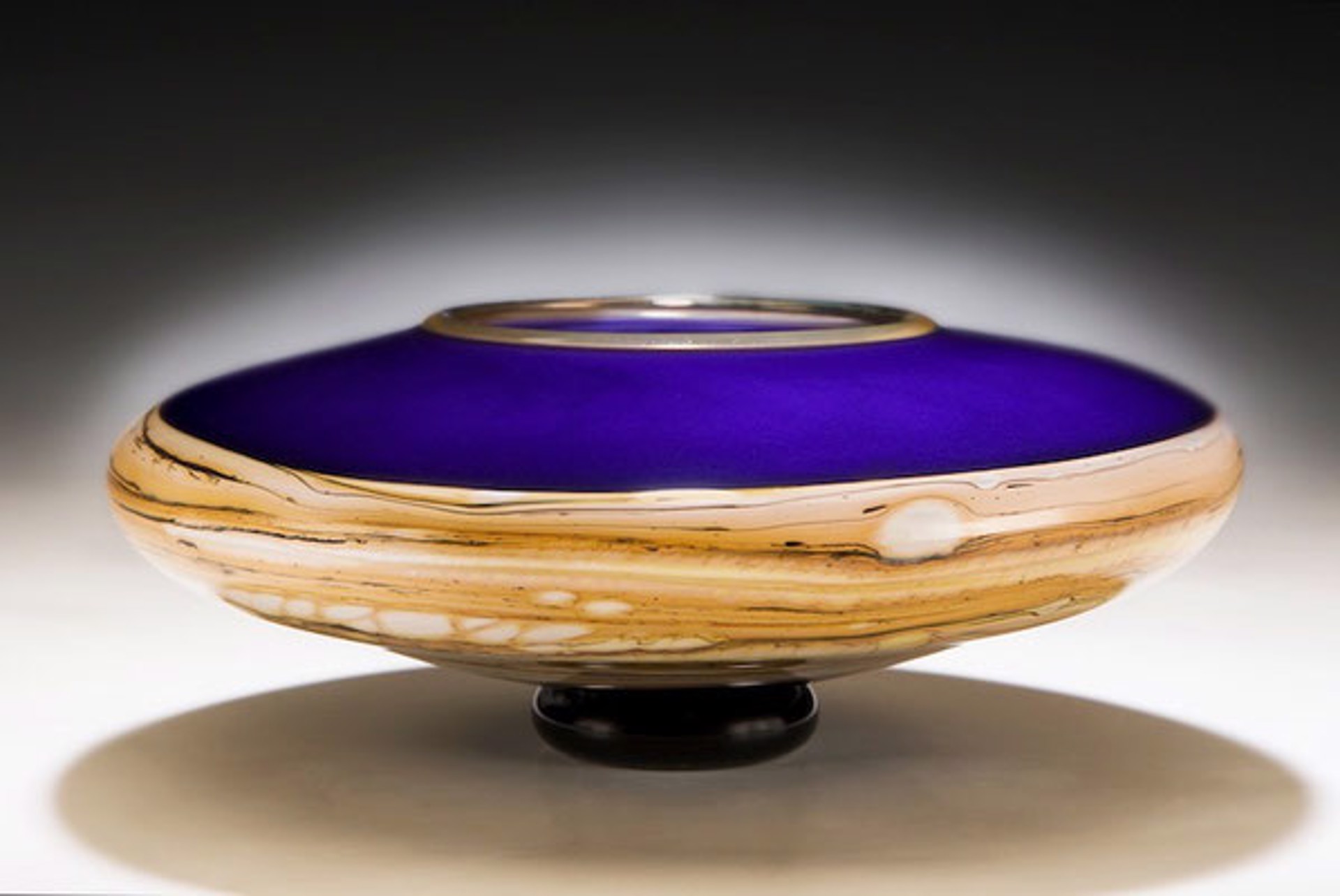 Cobalt Strata Footed Medium Bowl by Danielle Blade Stephen Gartner