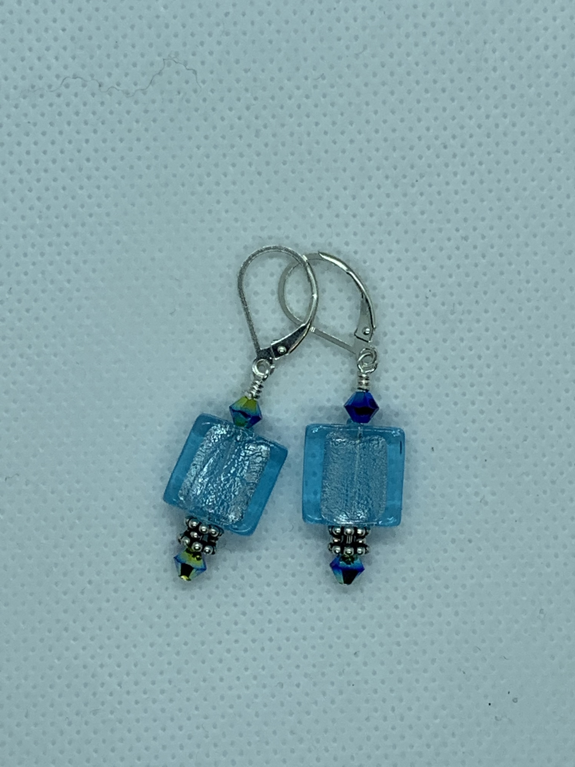 Turquoise Art Glass Earrings by Shoshannah Weinisch
