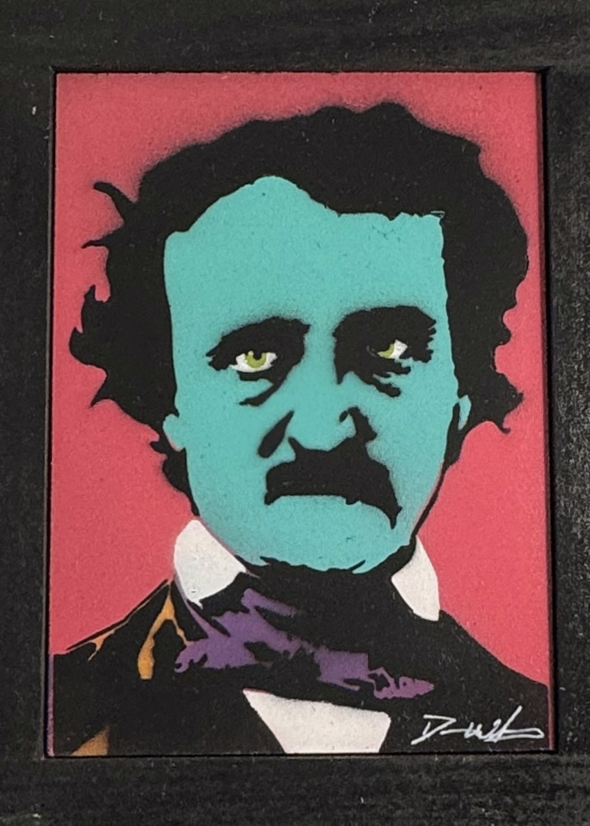 Warhol Poe, Teal on Pink by Dennis Wells