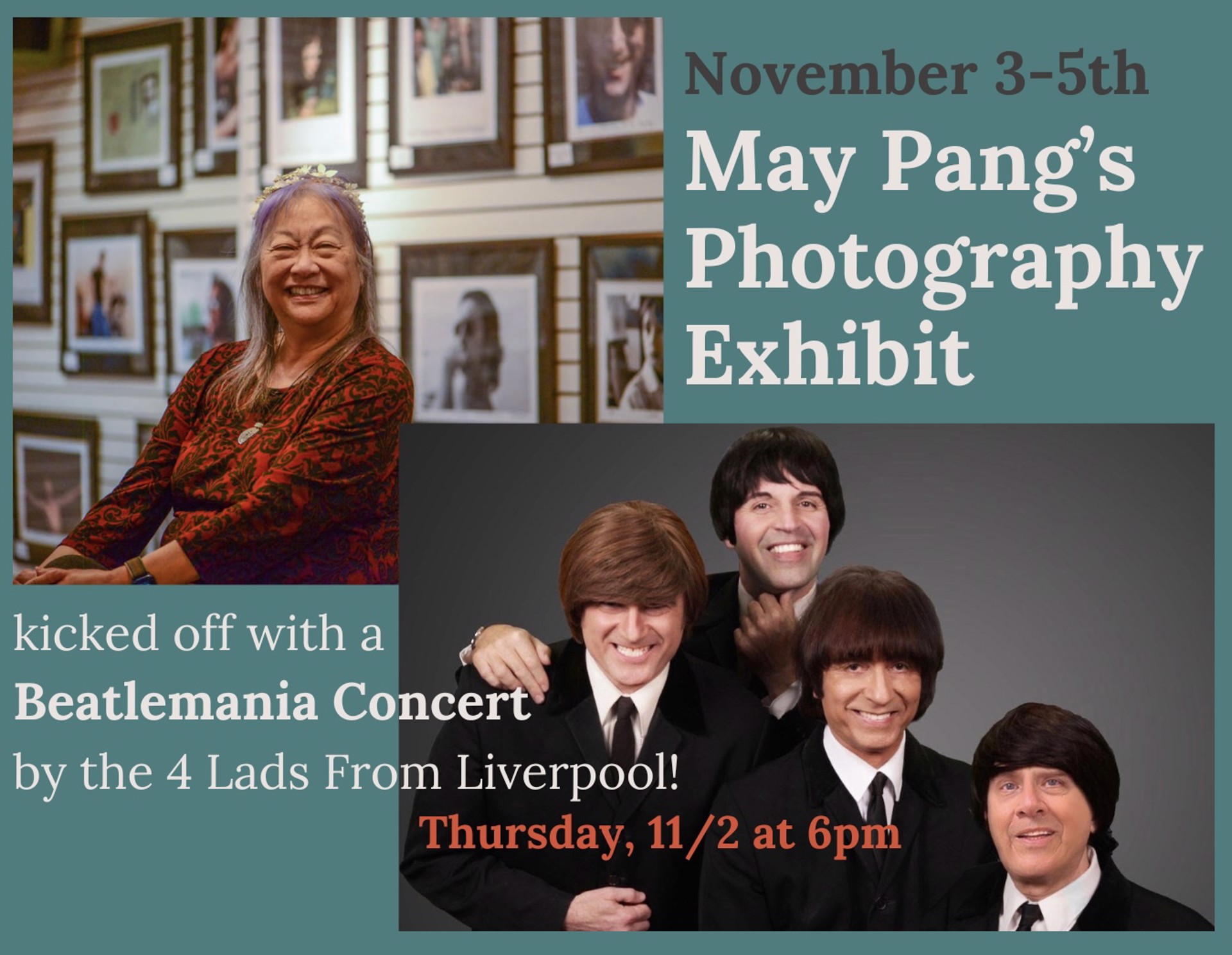 Ticket to May Pang Photography Exhibit and Beatlemania Concert by Anticus Design Team