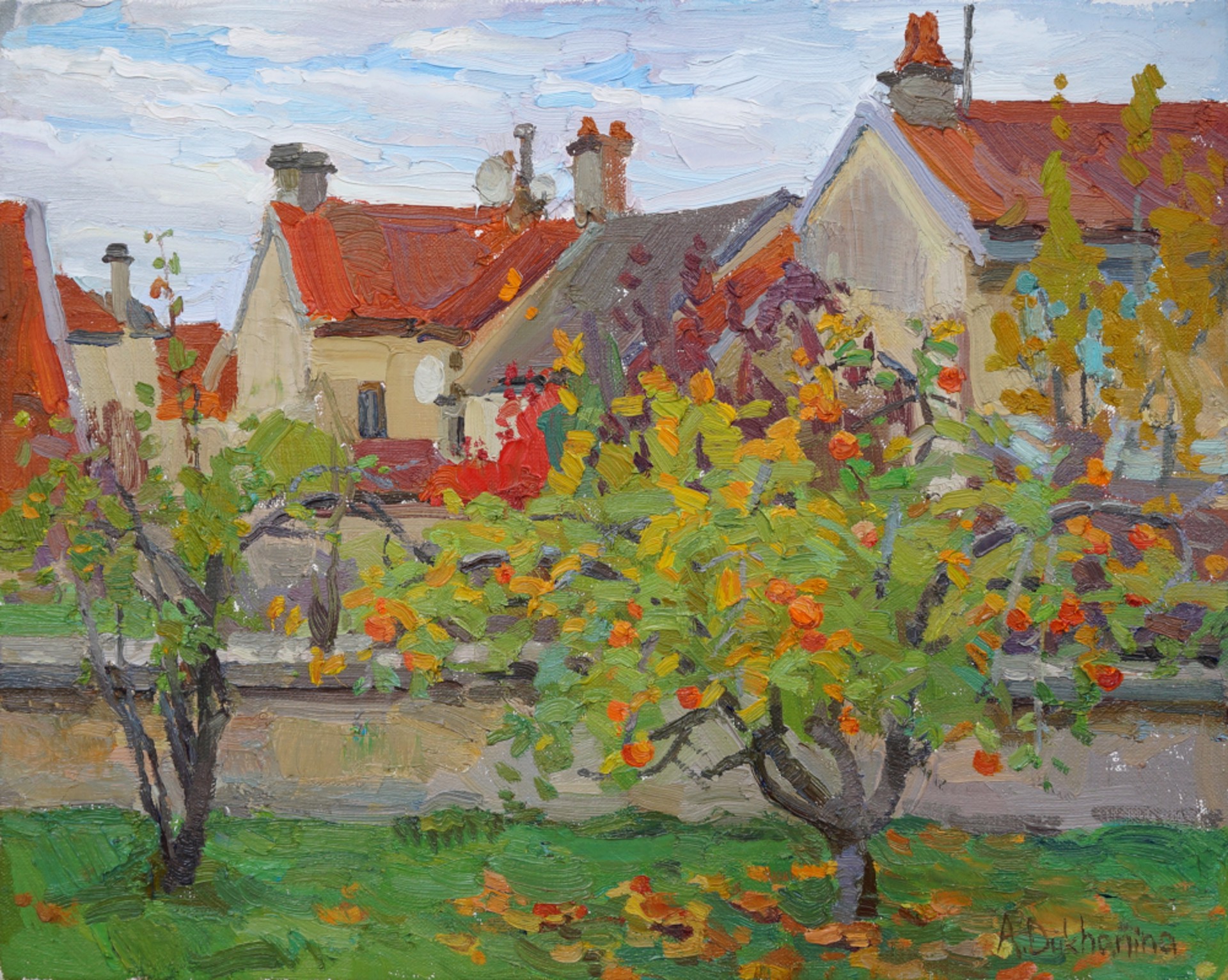 "November on the Rue Gautier" original oil painting by Anastasia Dukhanina