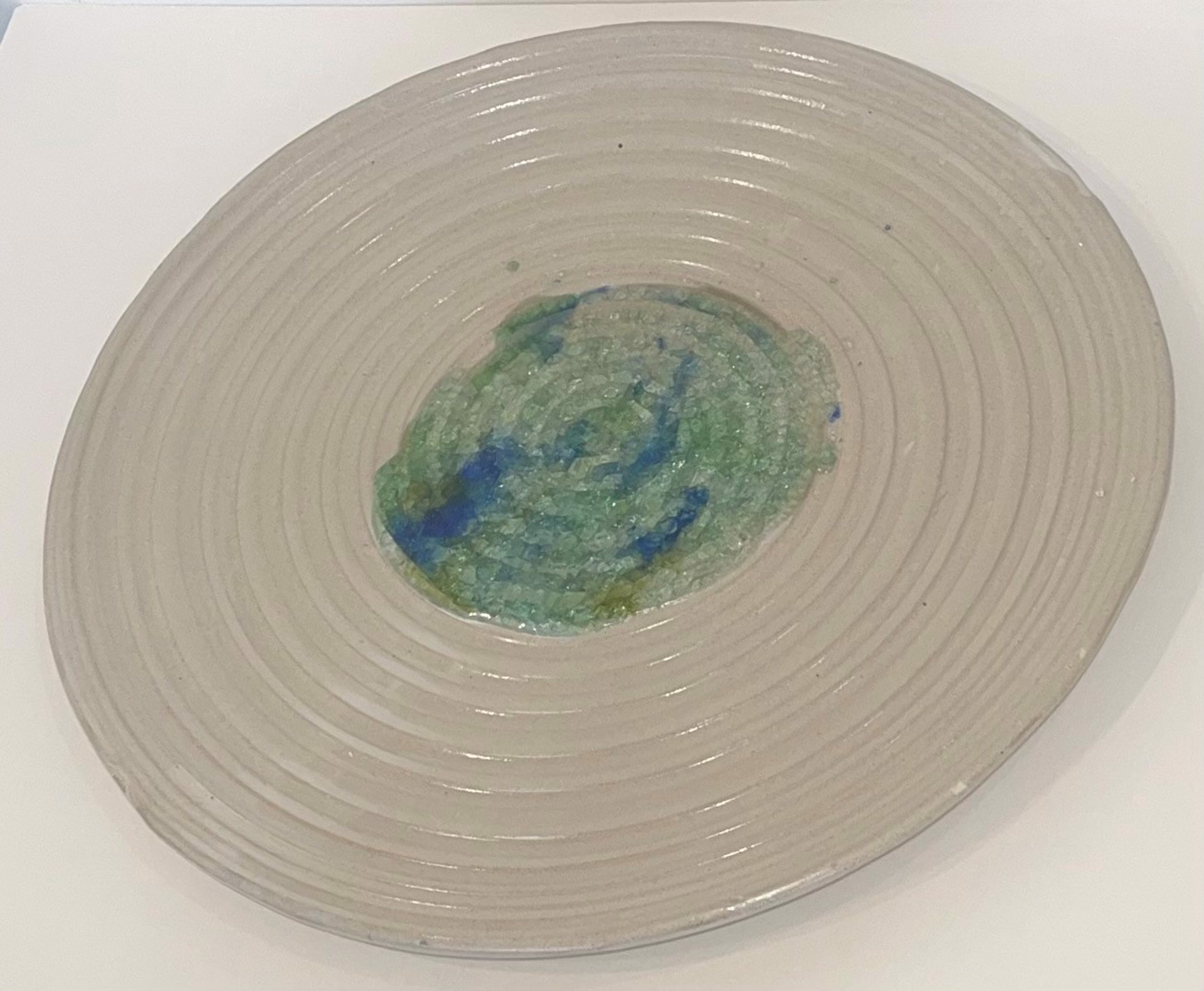 Charger, Ocean with Blue, Turquoise, Green Glass by Satterfield Pottery