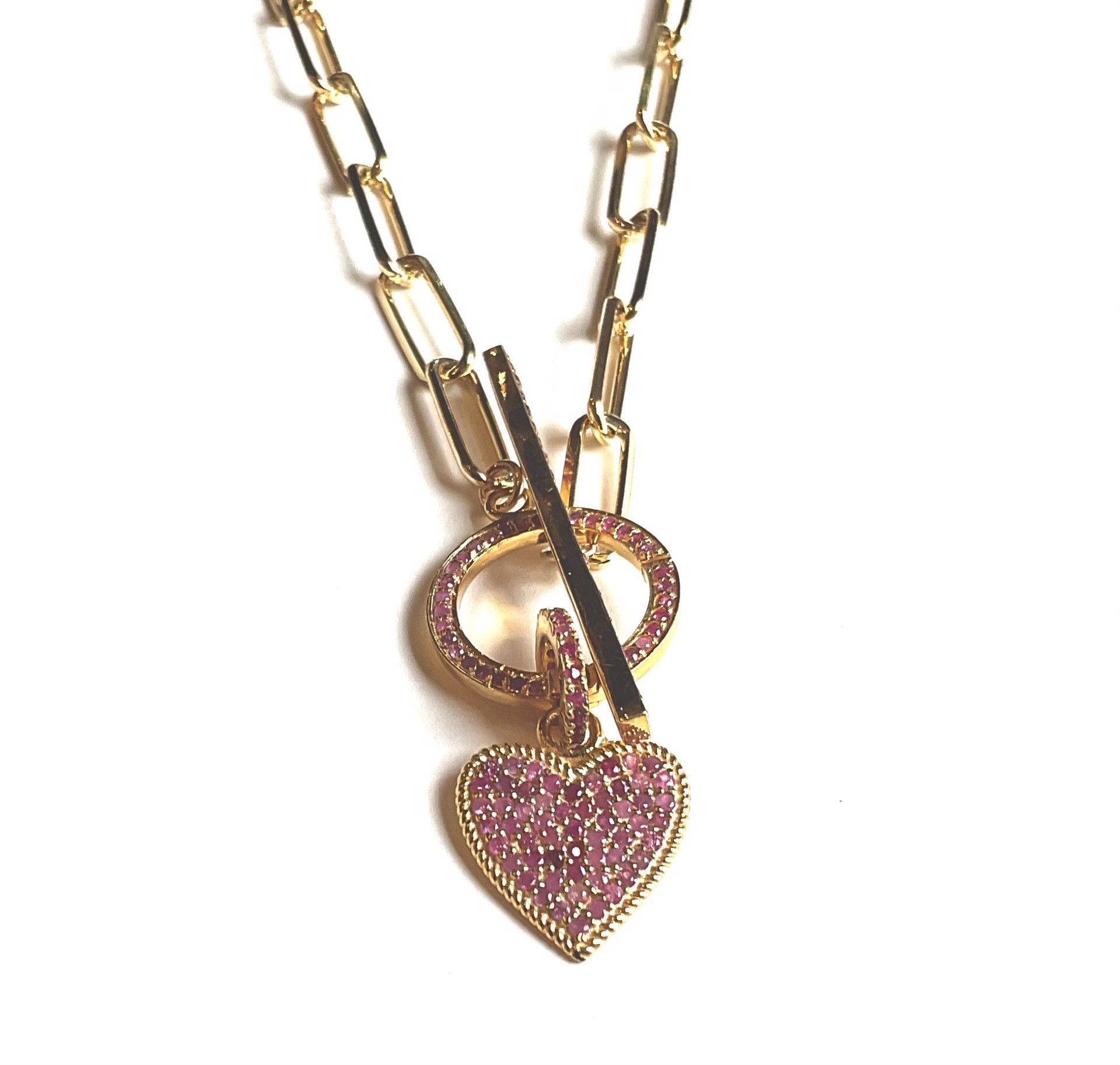 KB-N137 GVML Pprclp Chain with Ruby Toggle Clasp by Karen Birchmier
