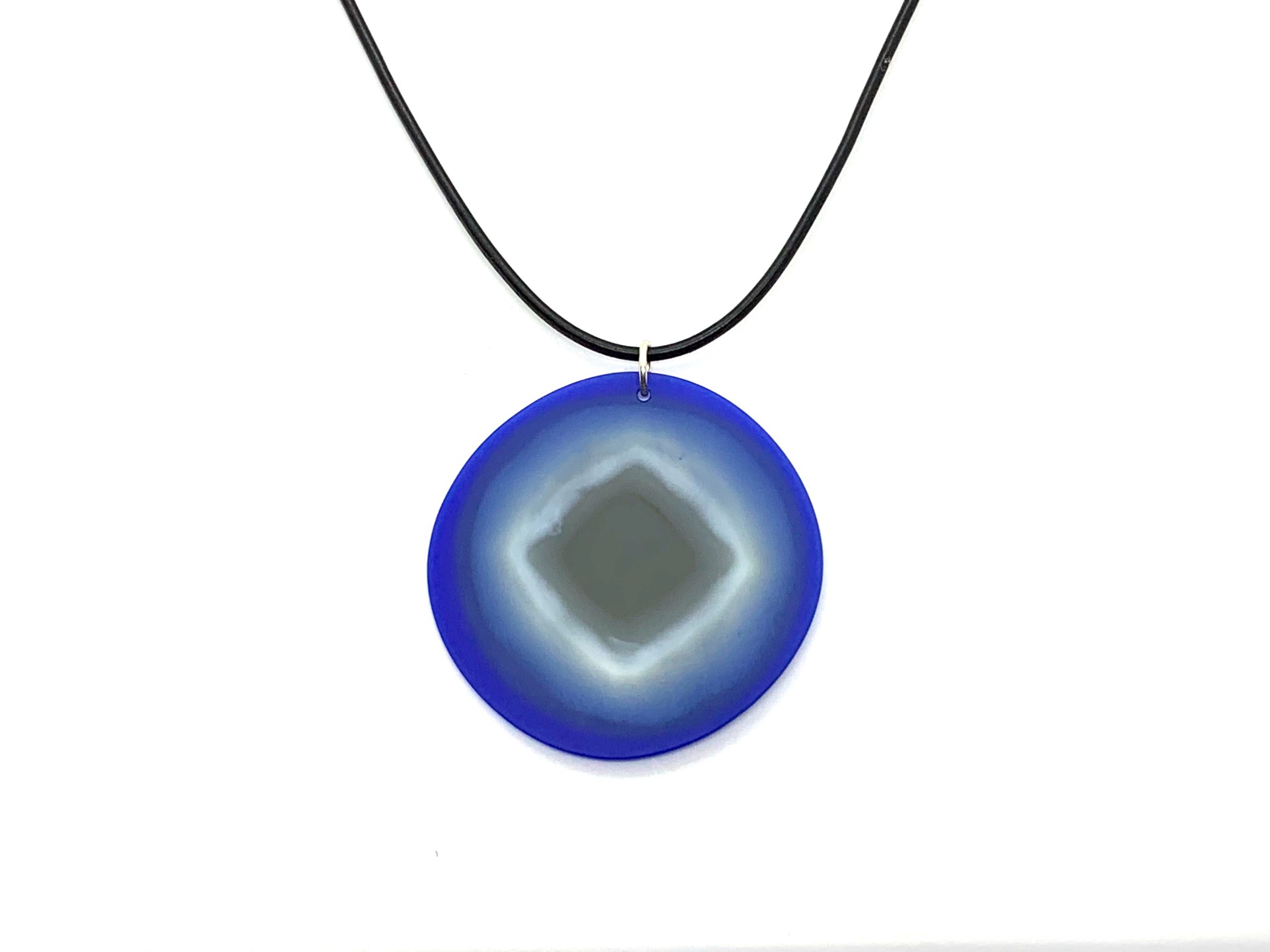 Compressed Glass Necklace - Dark Blue/French Vanilla/Slate Grey by Chris Cox