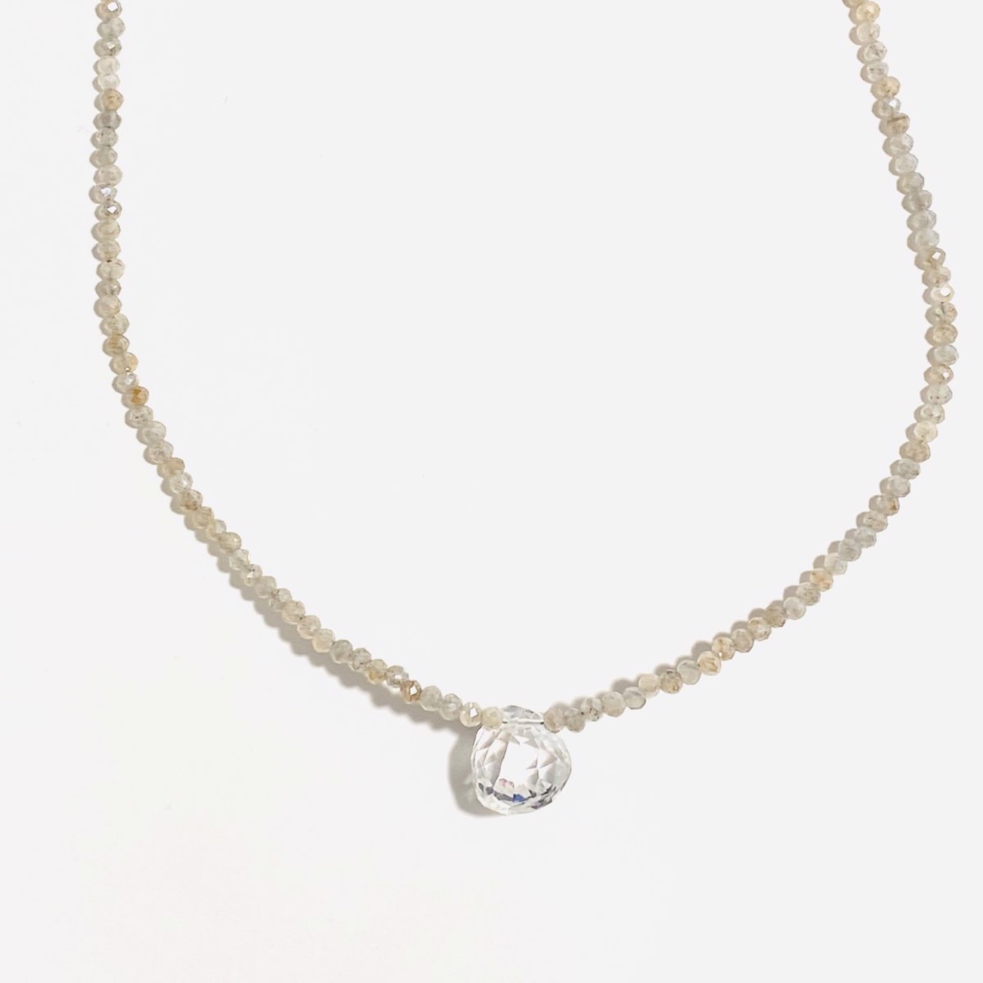 Faceted Tiny Labraddorite Faceted Quartz Drop Necklace NT22-239 by Nance Trueworthy