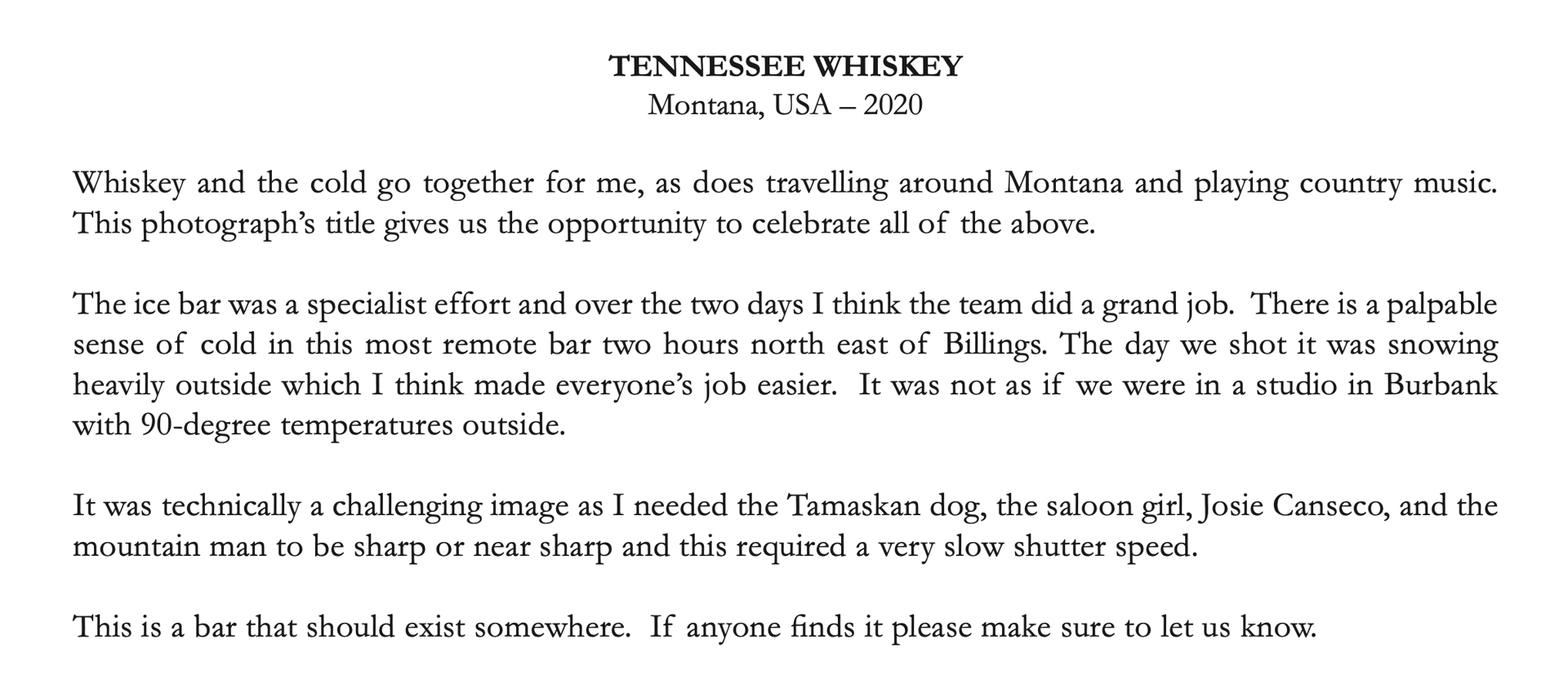 Tennessee Whiskey by David Yarrow