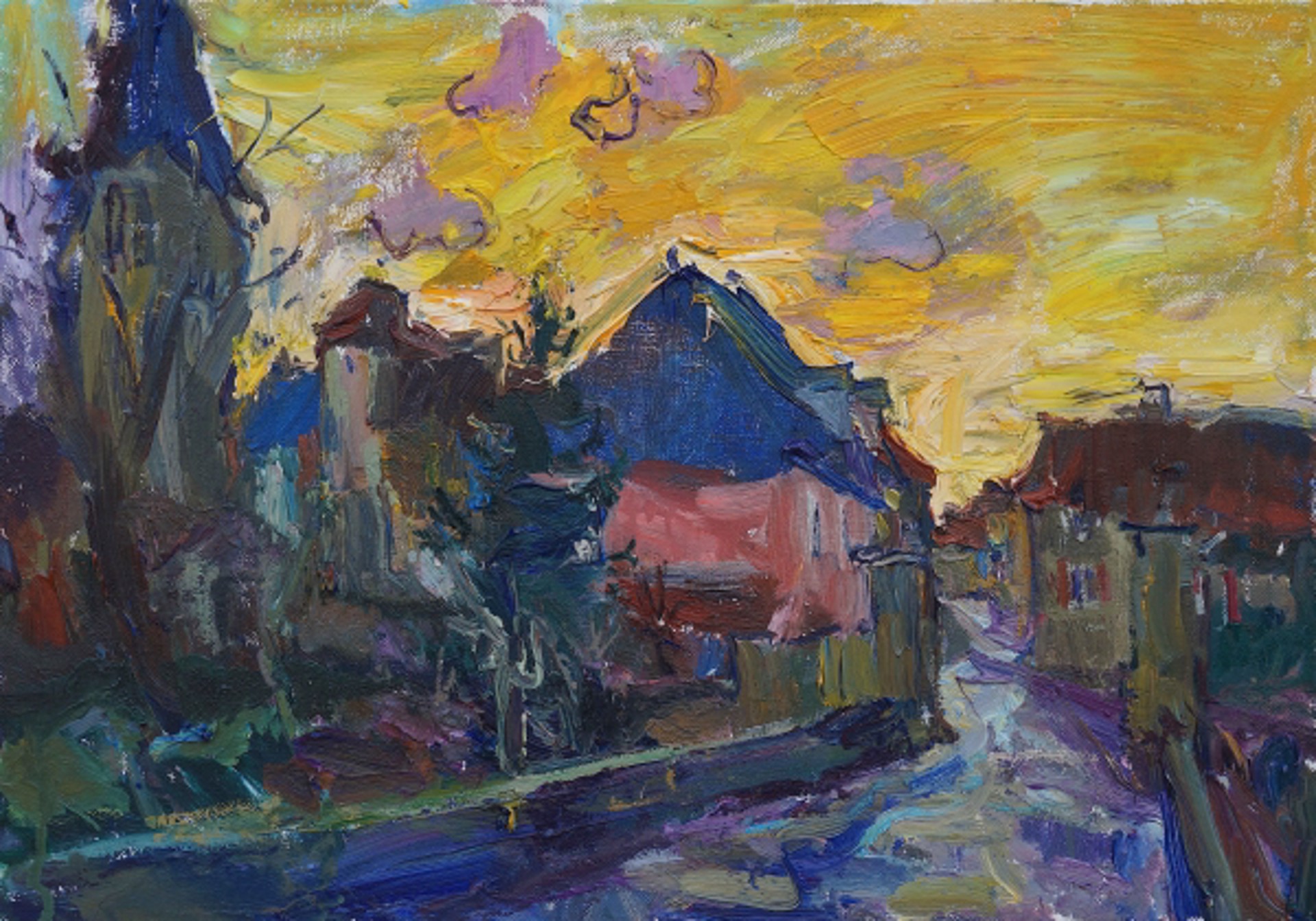 "Yellow Sunset" original oil painting by Antonin Passemard