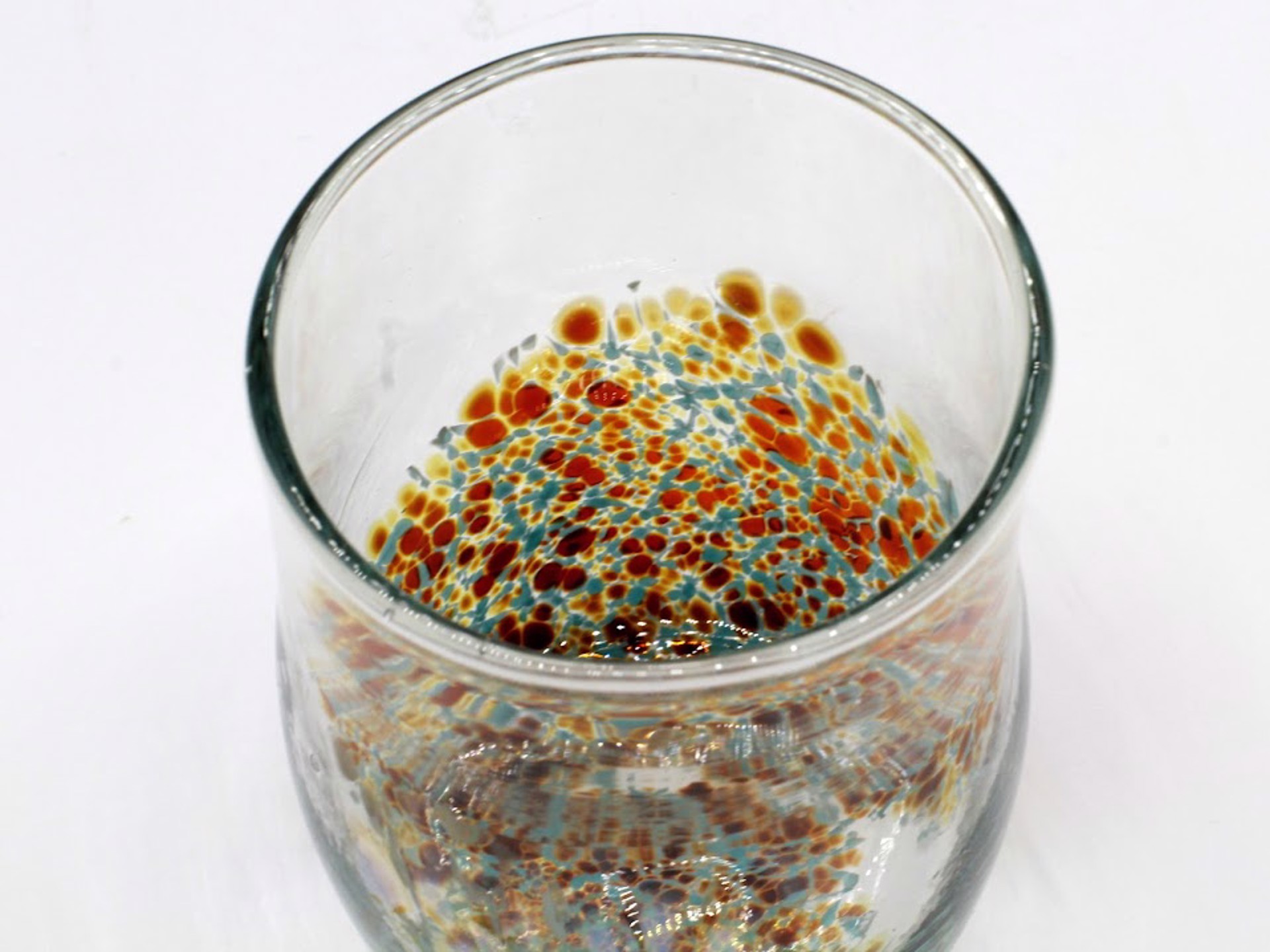 Flat Bottom Hand Blown Glass Cup - Turquoise by Katie Sisum