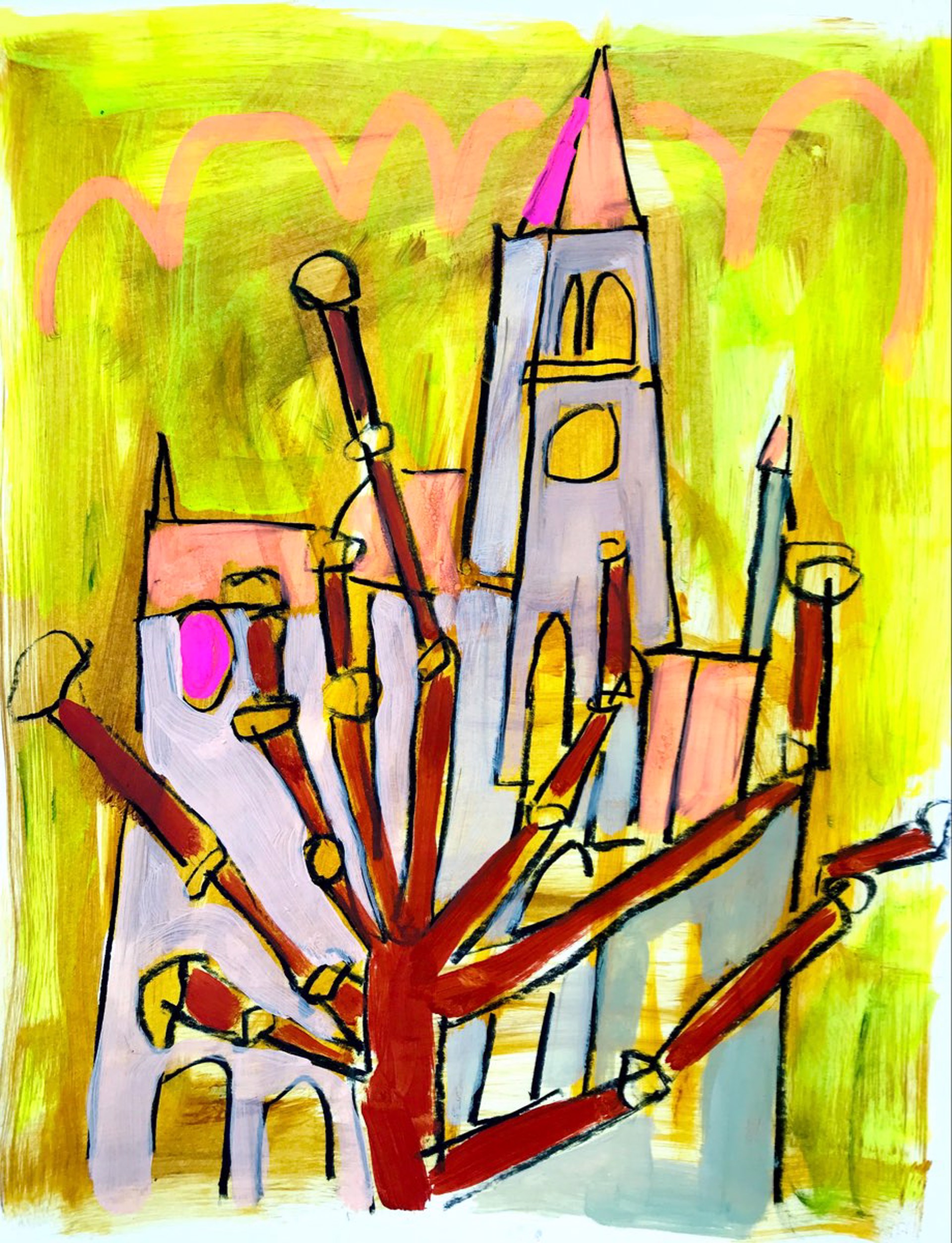 L’église Notre-Dame avec l’arbre by Rachael Van Dyke