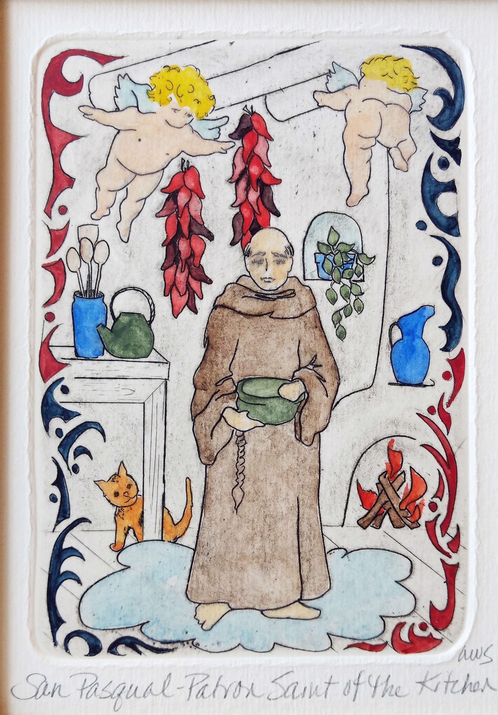 San Pasqual, Patron Saint of the Kitchen (framed) by Anne Sawyer