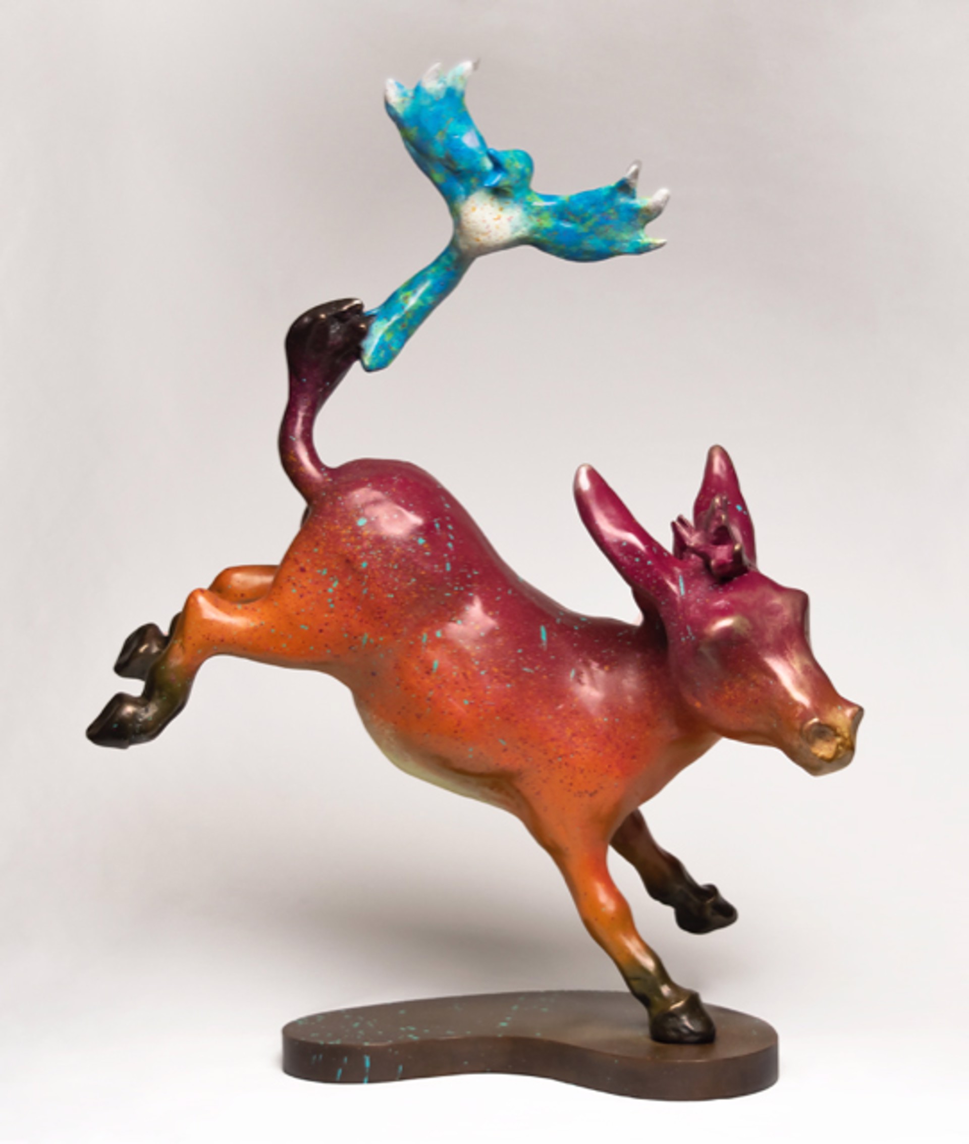 Sunset Hijinks - limited edition bronze with unique color patina by Barbara Meikle