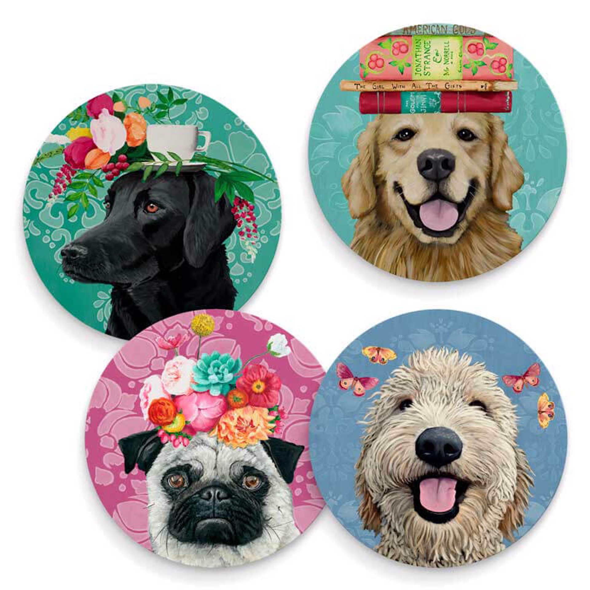 Happy Dogs Coaster Set of 4 by Heather Gauthier