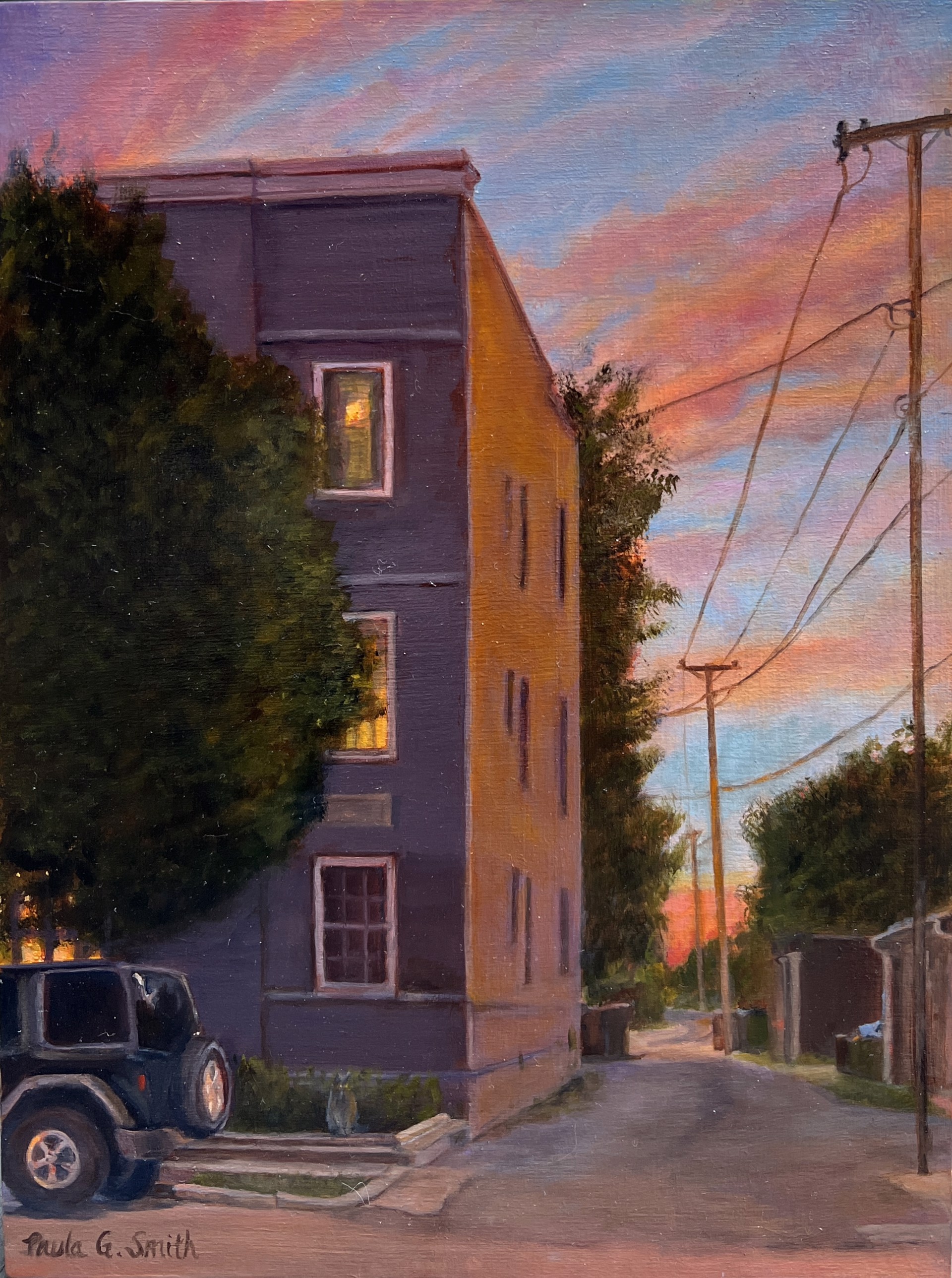 Twilight Alley with a Cat by Paula Smith