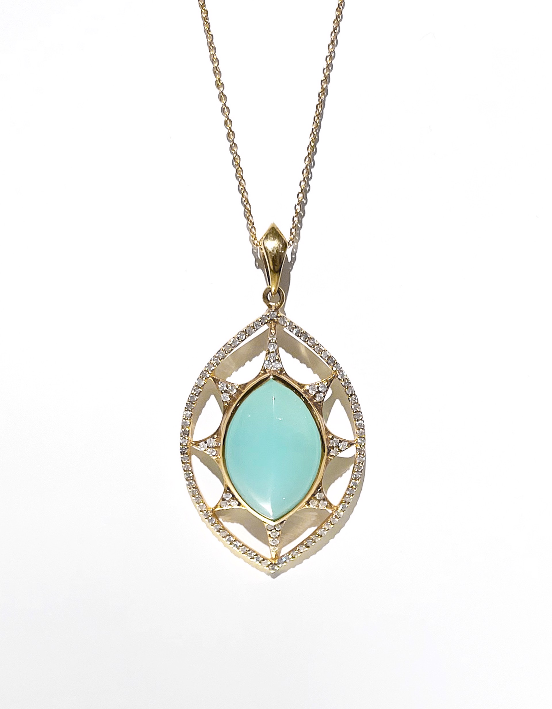Peruvian Chalcedoney and Diamond Pave Necklace by Lauren Harper