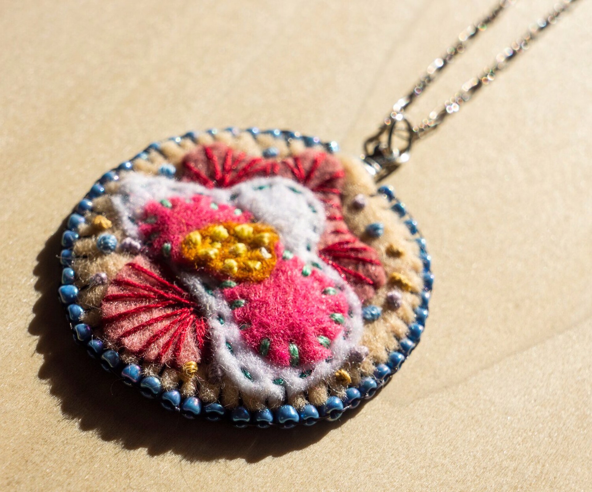 Pink Floral Necklace by Hattie Lee
