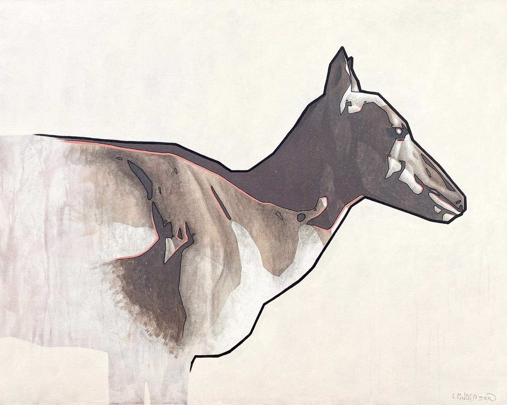 Original Sketch Painting By Luke Anderson Featuring A Pronghorn Antelope In Profile