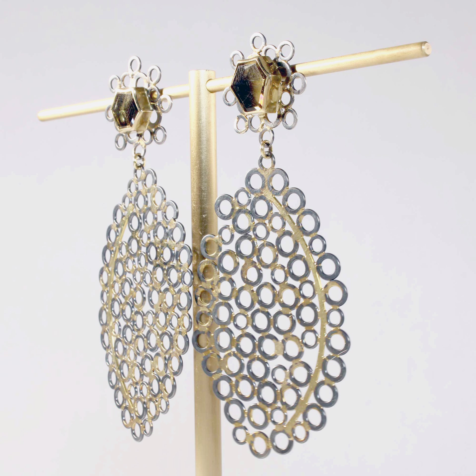 Lattice Earrings with Quartz by Tina Rath