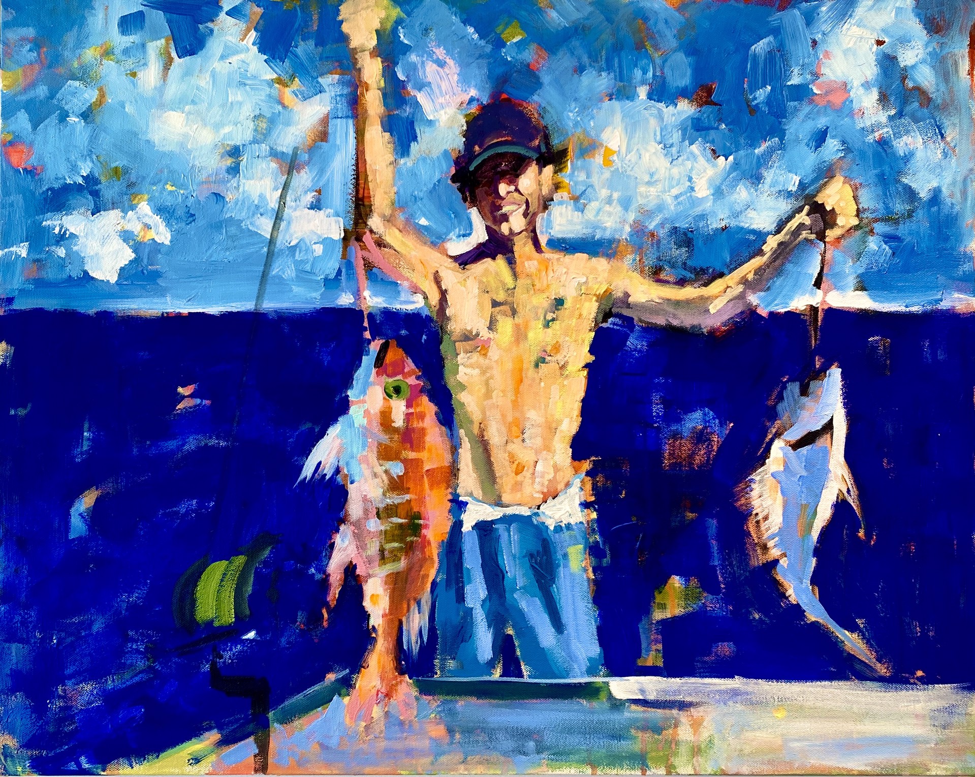Boy with 2 Fish by Catherine C. Martin