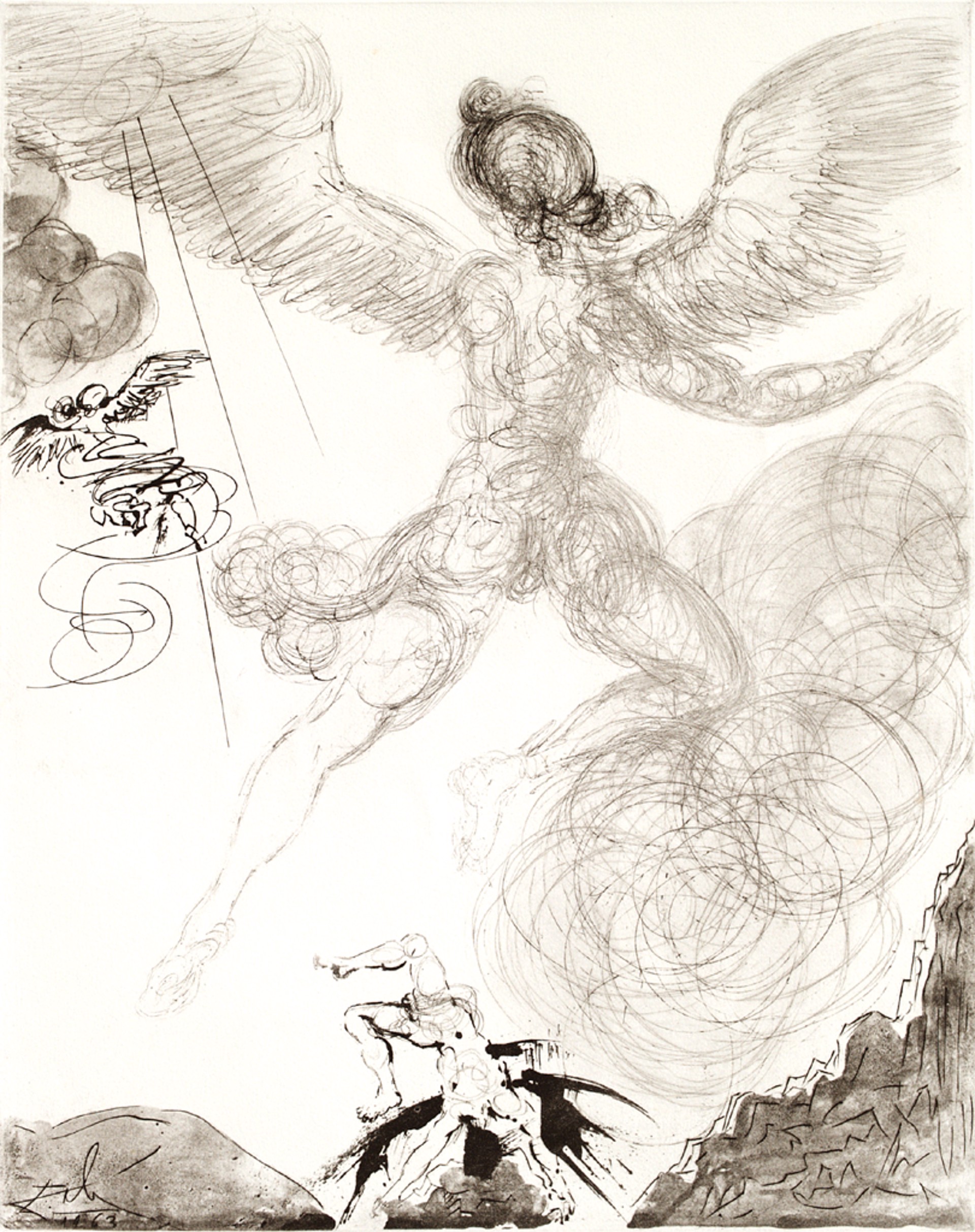 Mythology "Flight and Fall of Icarus" by Salvador Dali