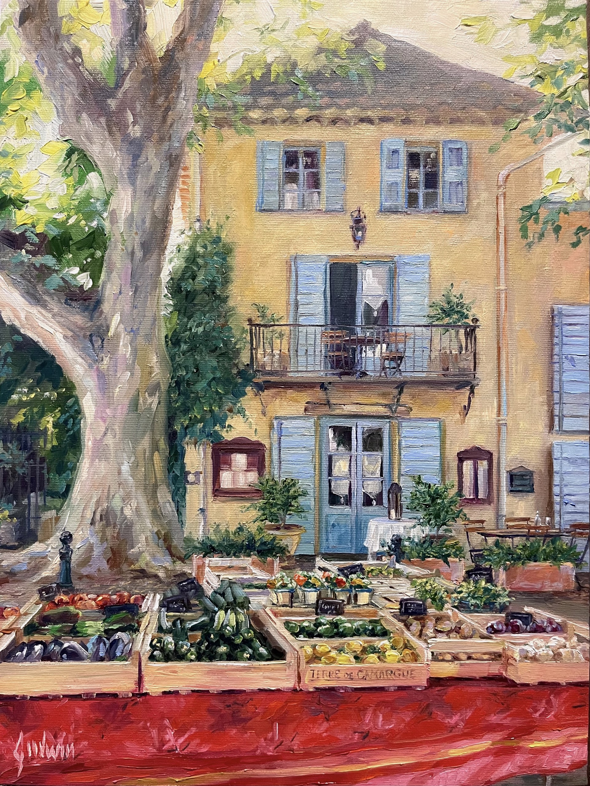 Market Day in Cucuron, Provence by Lindsay Goodwin