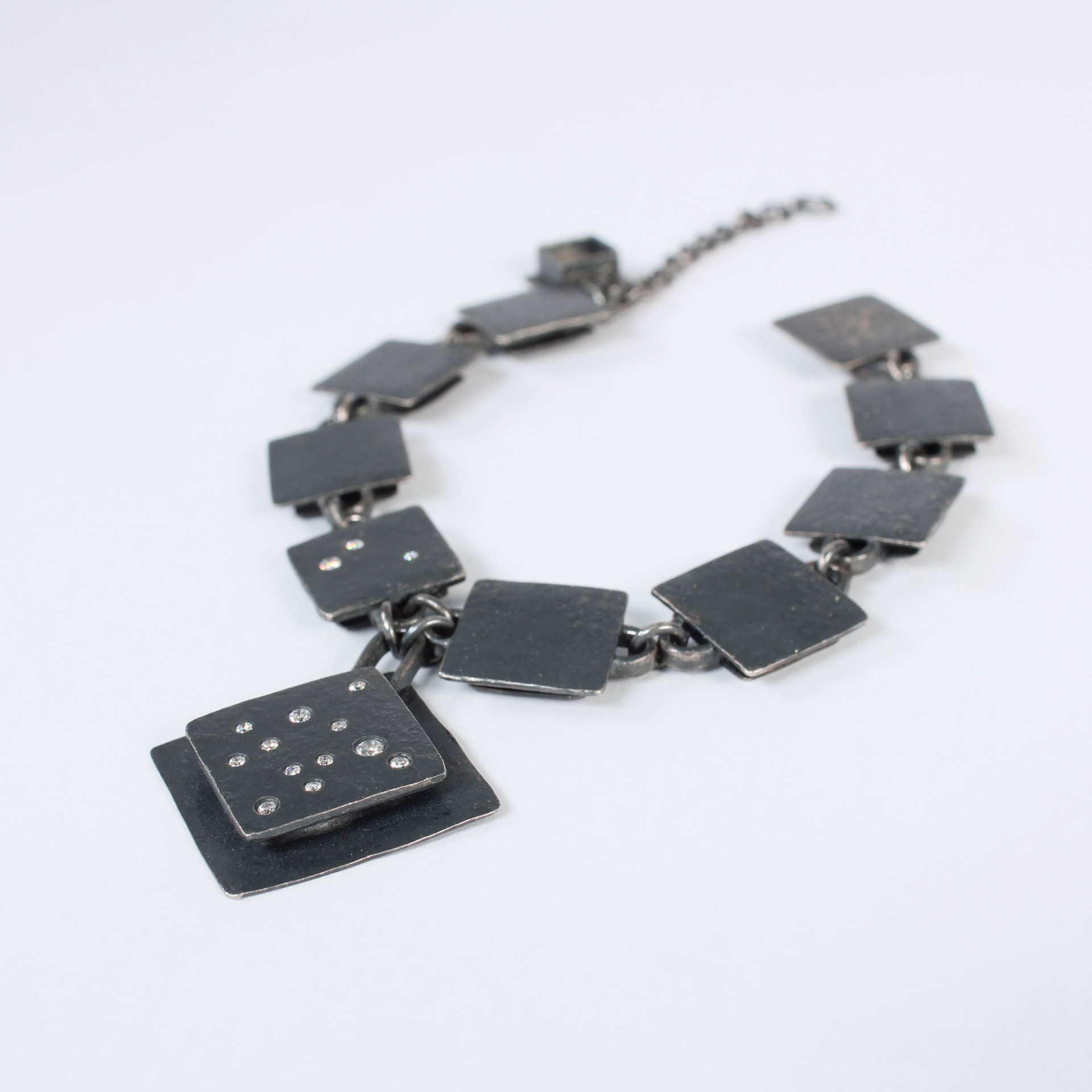 Square Black & Diamond Links Charm Bracelet by Biba Schutz