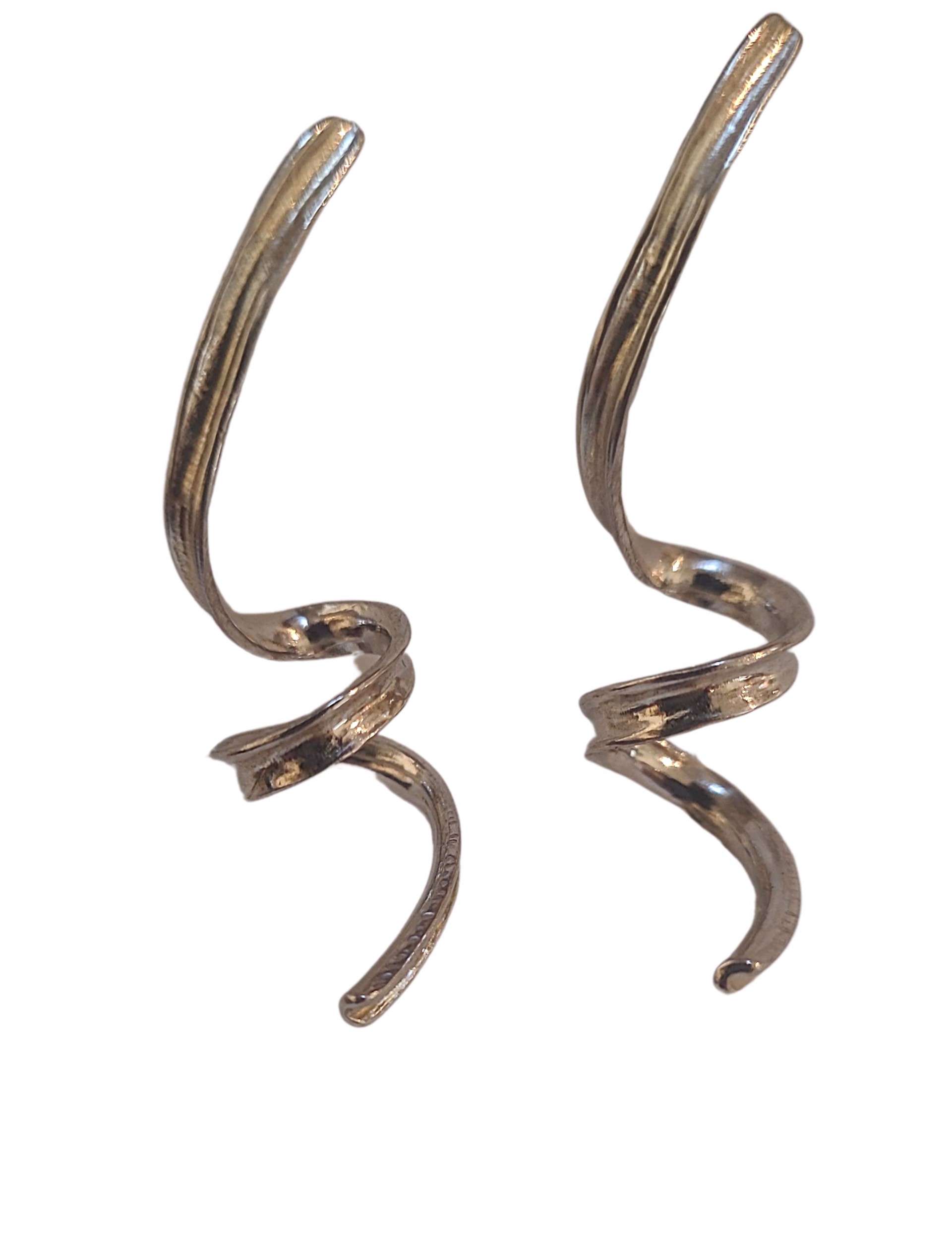 Earrings - Sterling Silver Corkscrew by Pattie Parkhurst