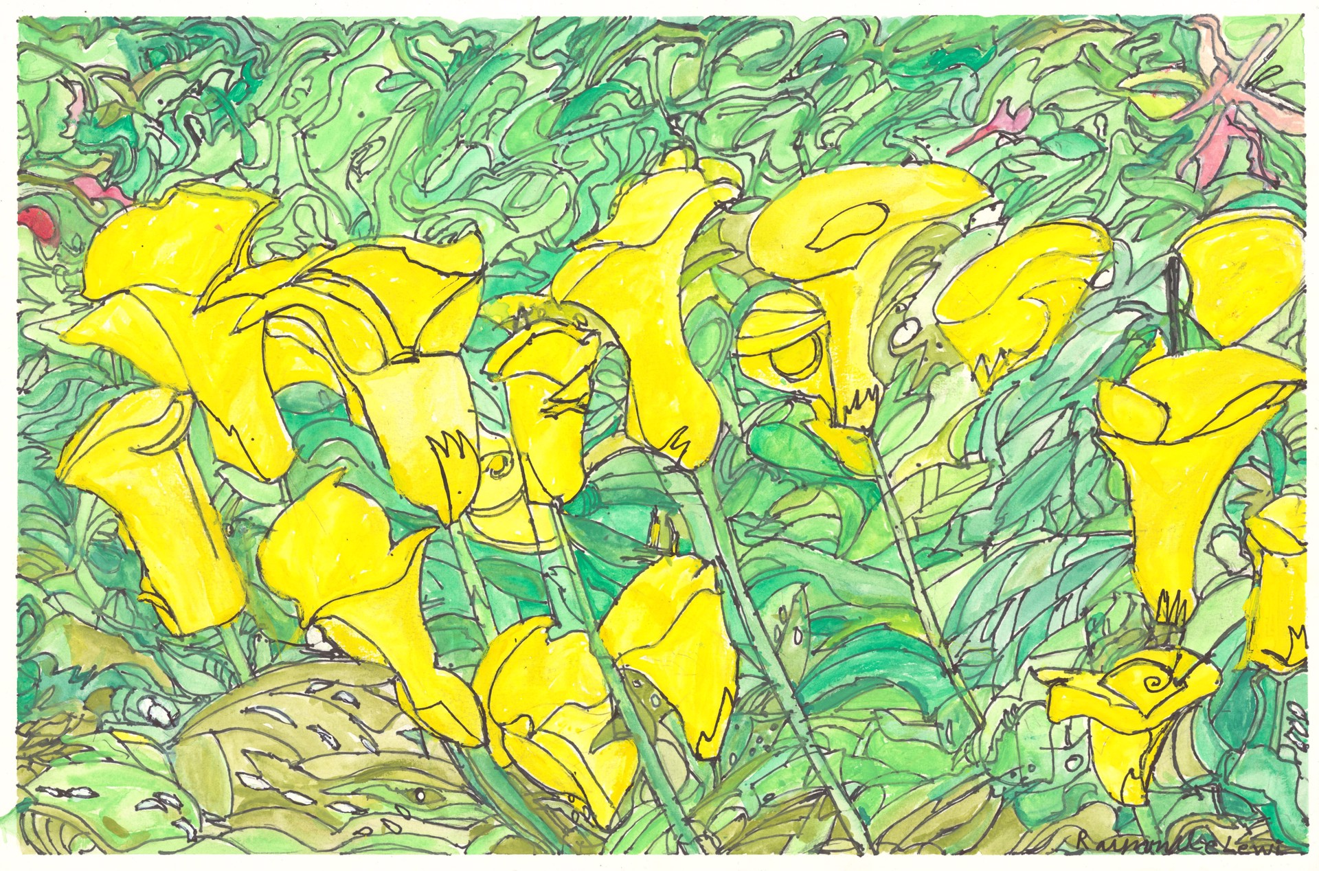 Yellow Flowers in the Summertime by Raymond Lewis