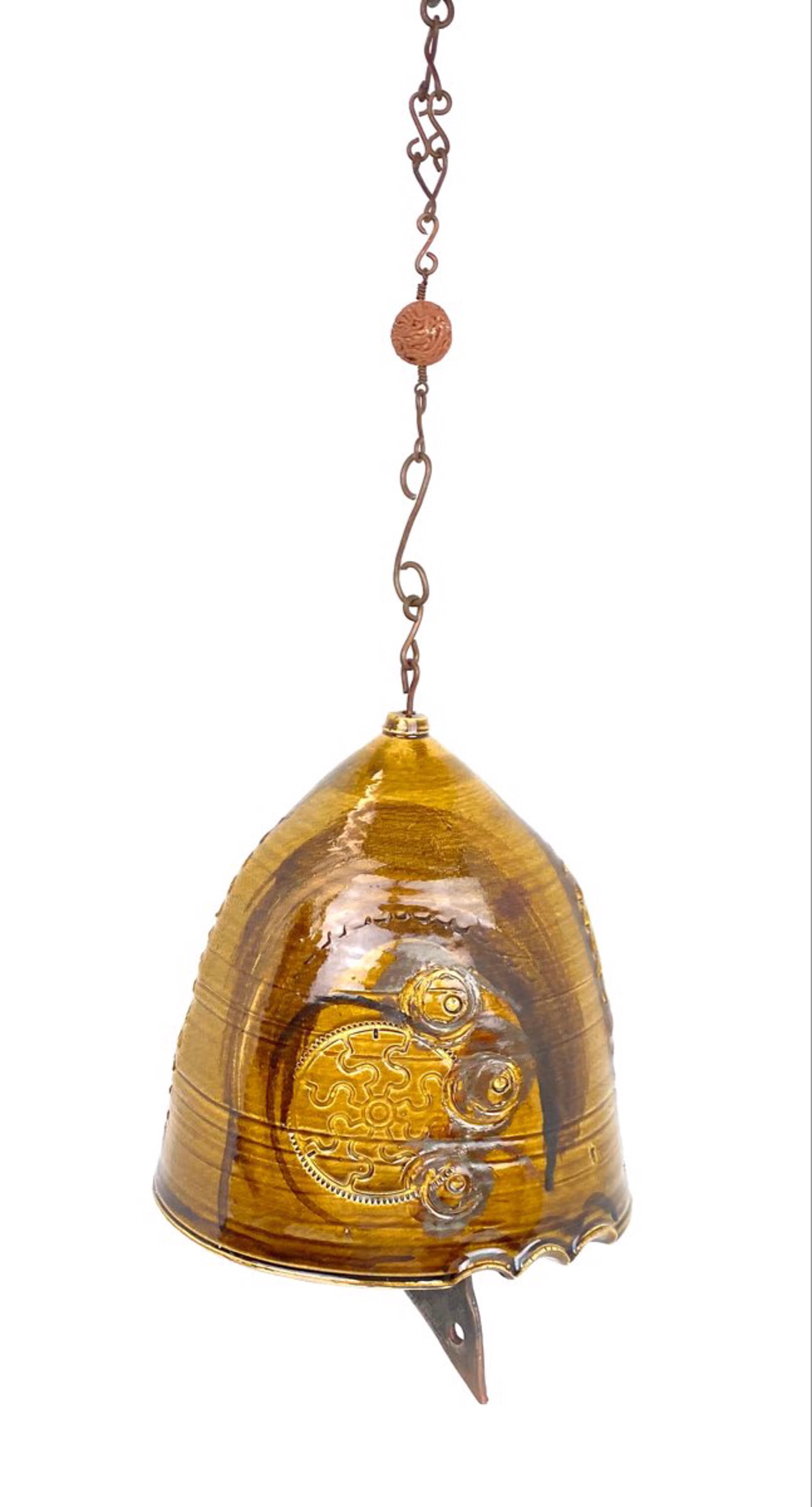 Bell with Bead & Handmade Copper Chain by Mary Lynn Portera