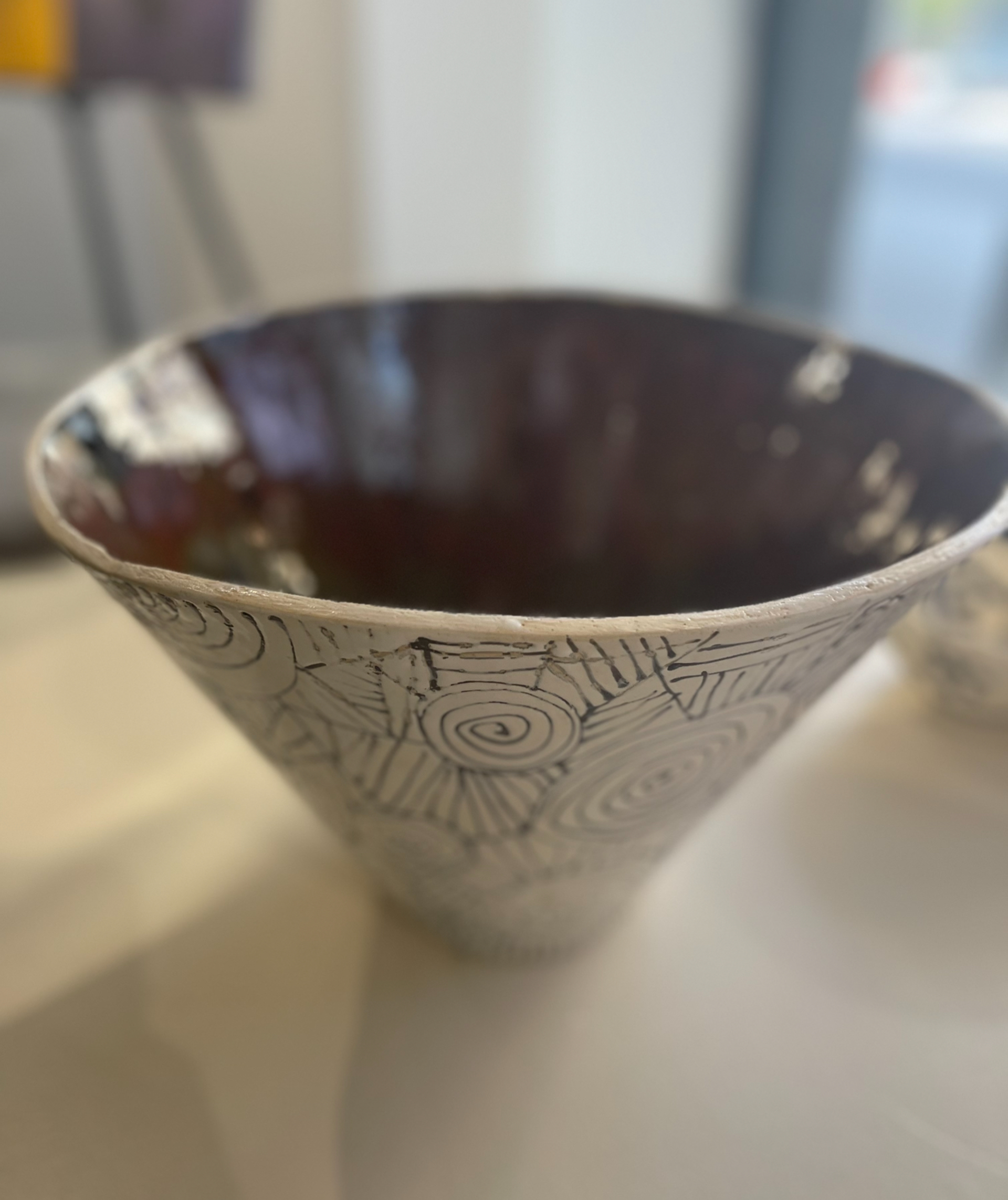 Rust And White Bowl by Patricia Simpson