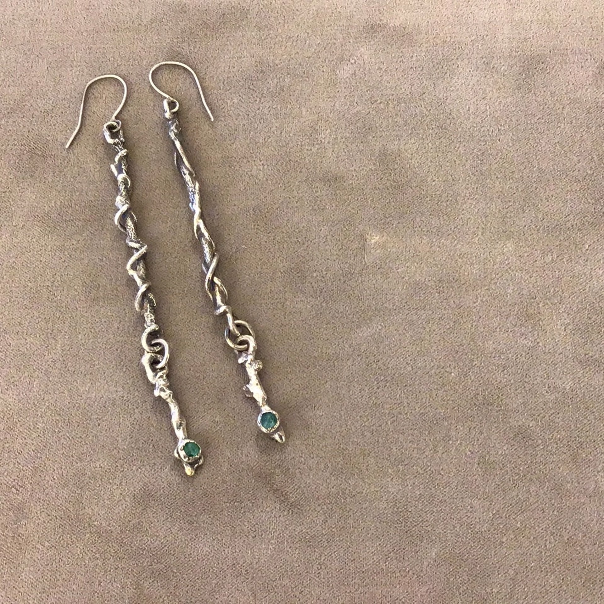 Branch Earrings with Emeralds by Lori Metals