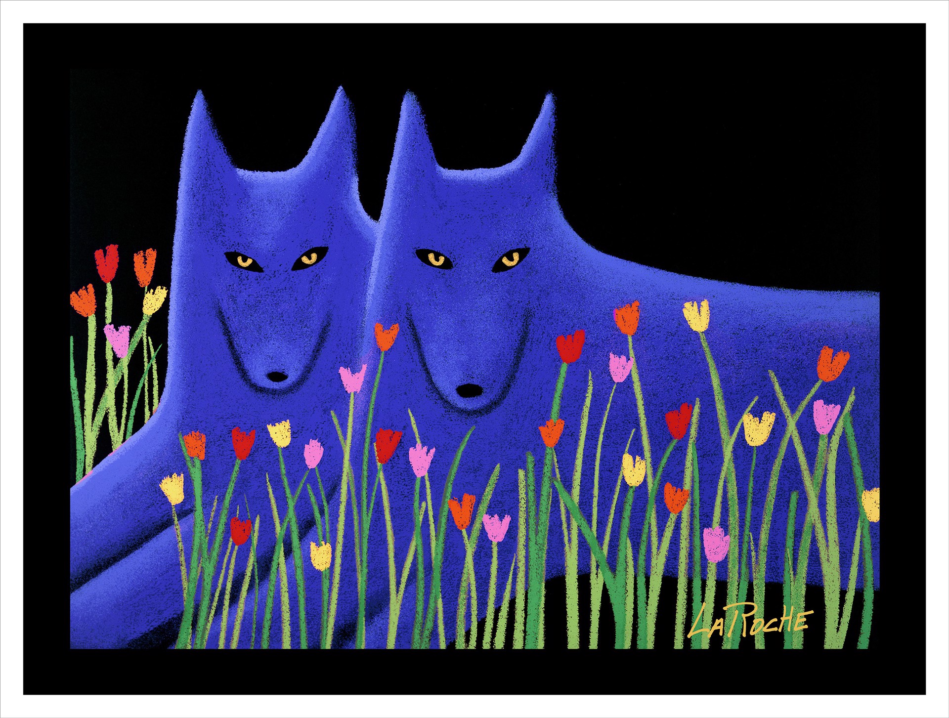 Blue Soulmates with Wildflowers by Carole LaRoche