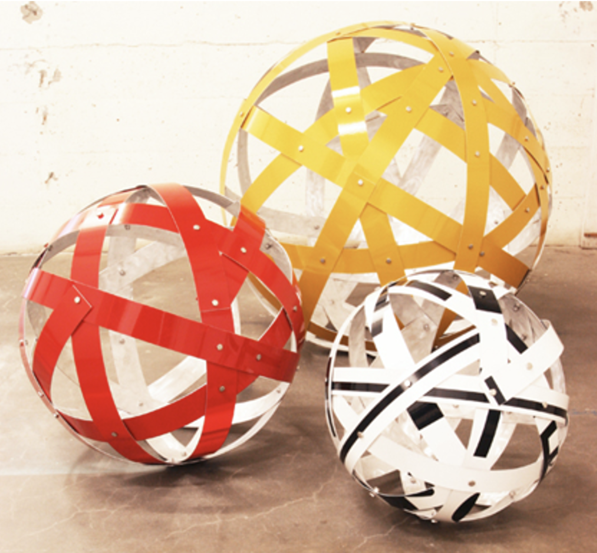 Gateway: two 18" spheres, 3/16" thick by Linda Raynsford