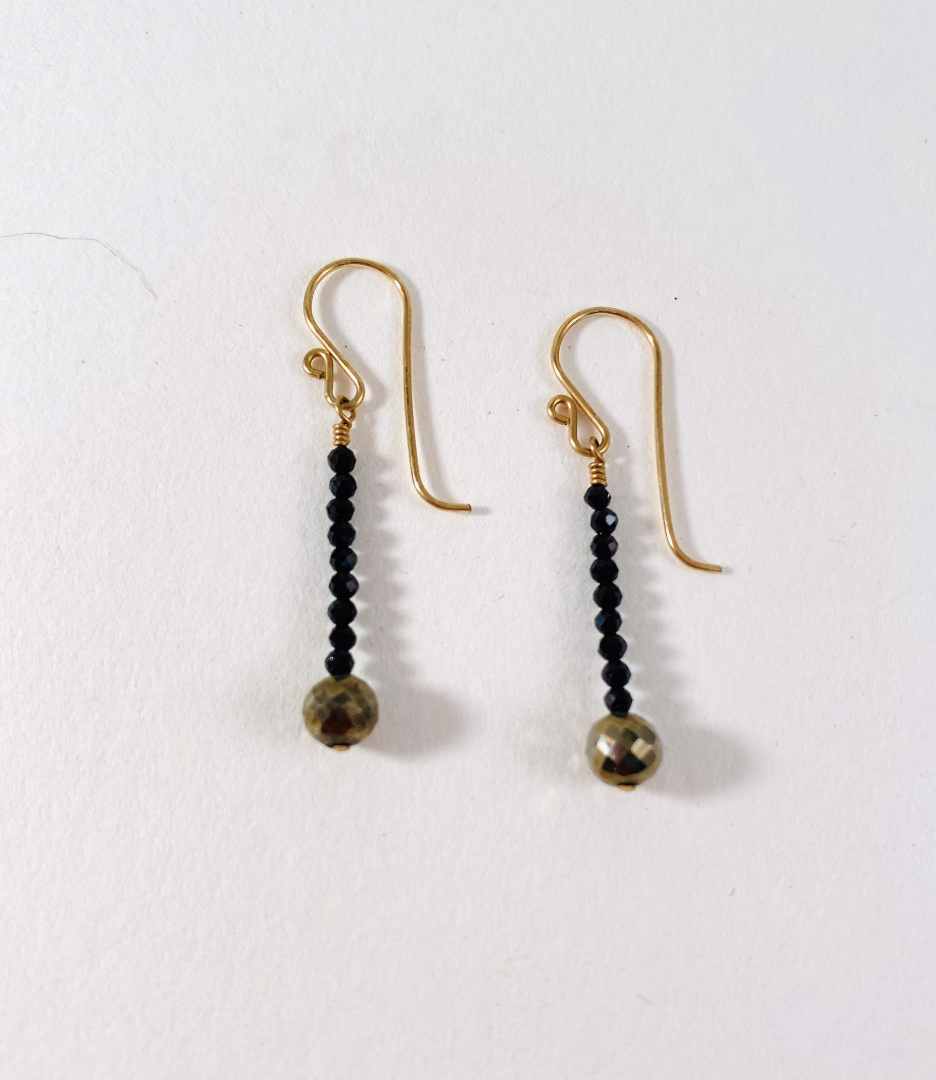 SL20-27 Black Spinel and Pyrite Earrings by Shelby Lee - jewelry