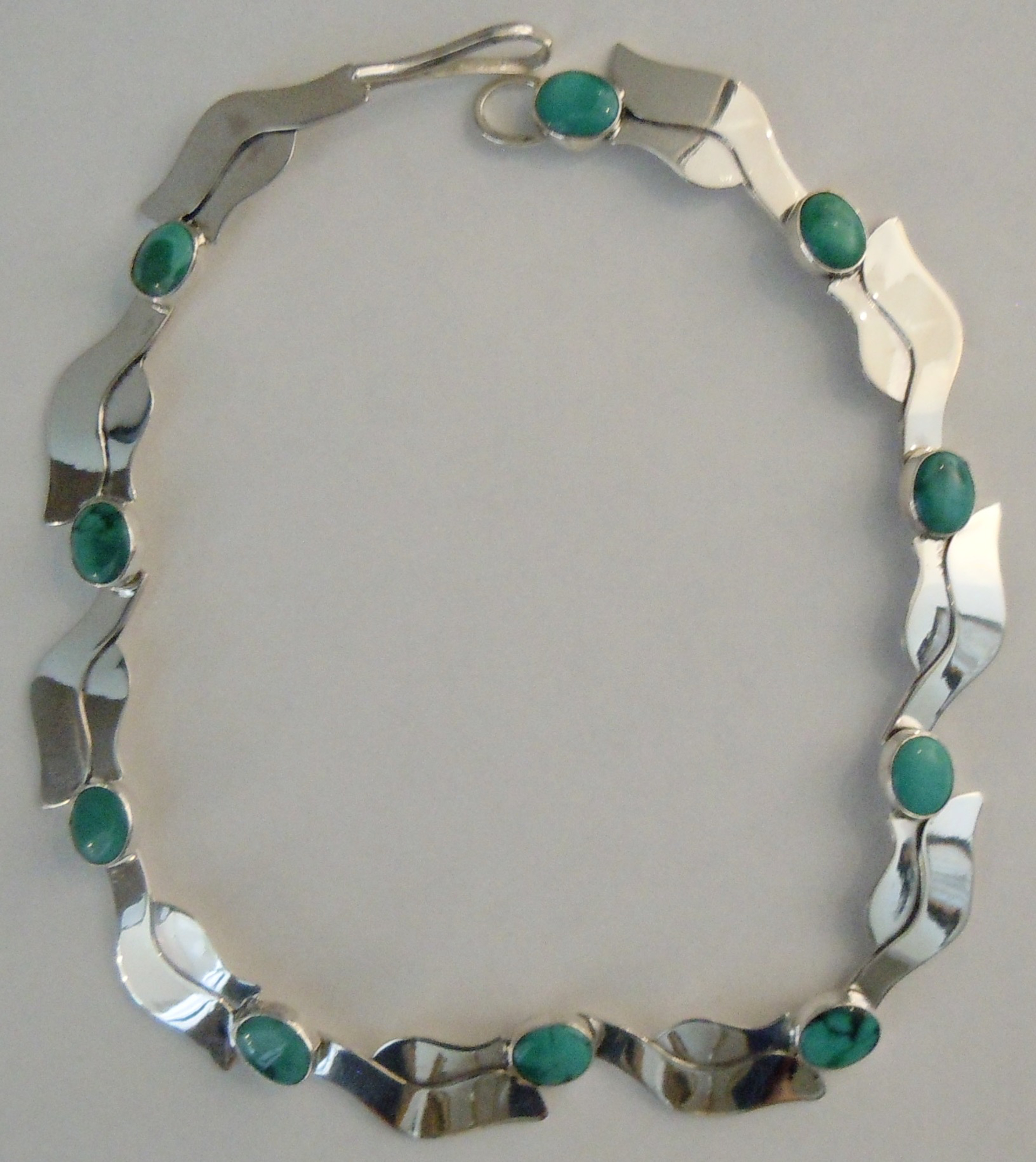 Sterling Tibetan Turquoise Link Necklace by Anne Forbes