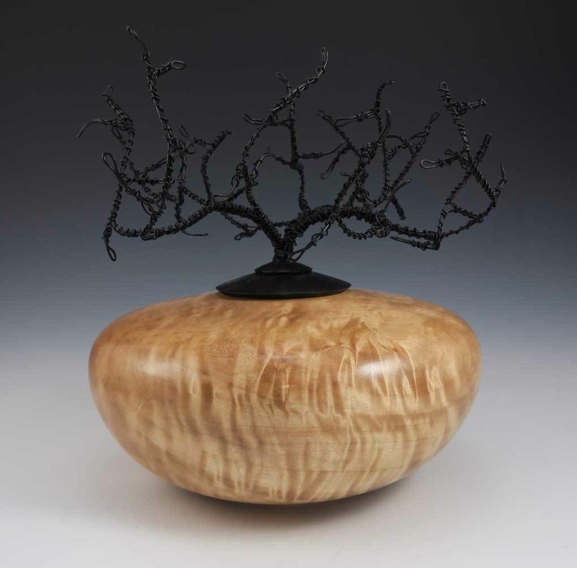 Figured Hollow Poplar Form with Wire Topper by Frank Didomizio