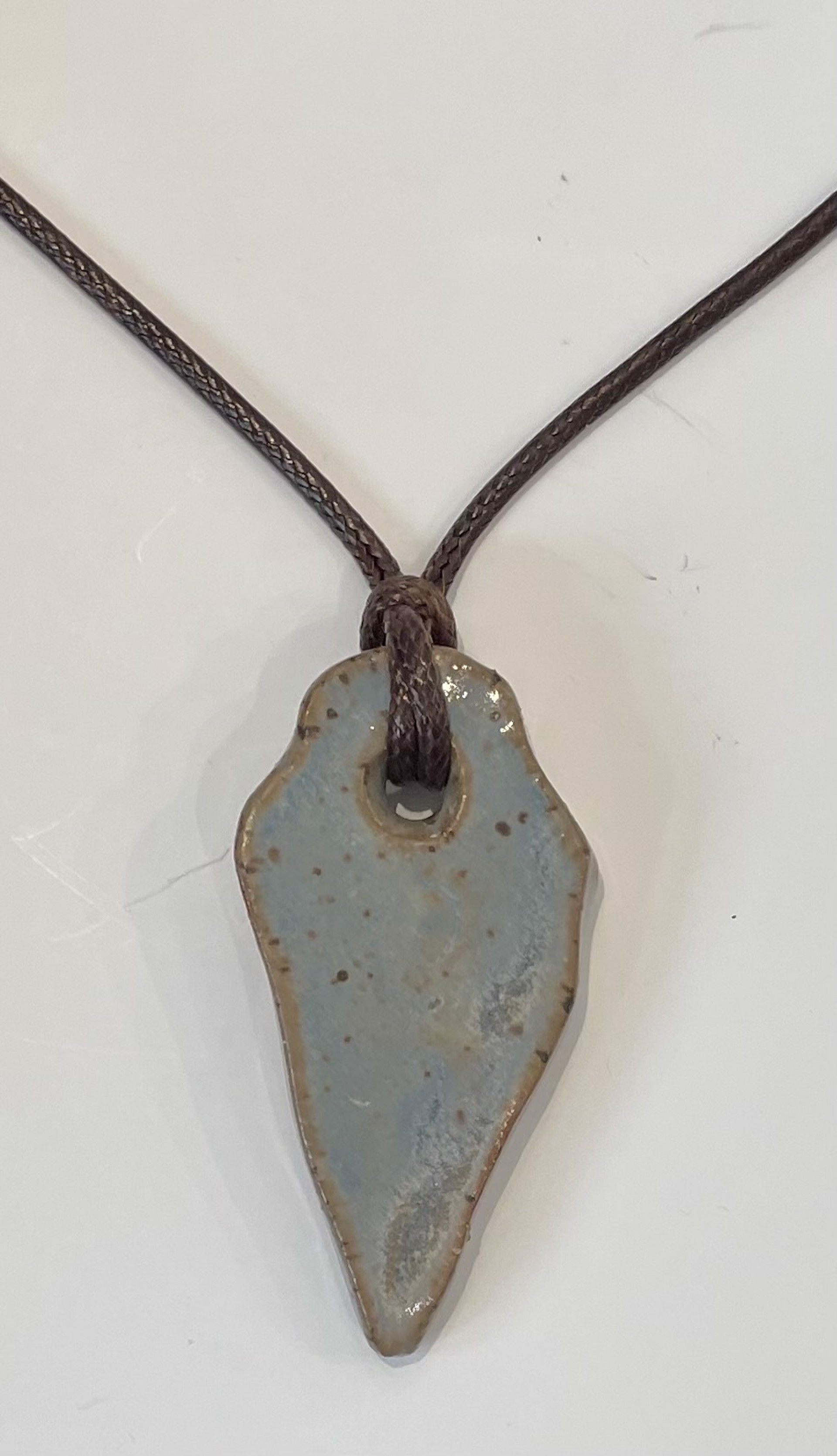 Blue Abstract Arrow Pendant by Satterfield Pottery