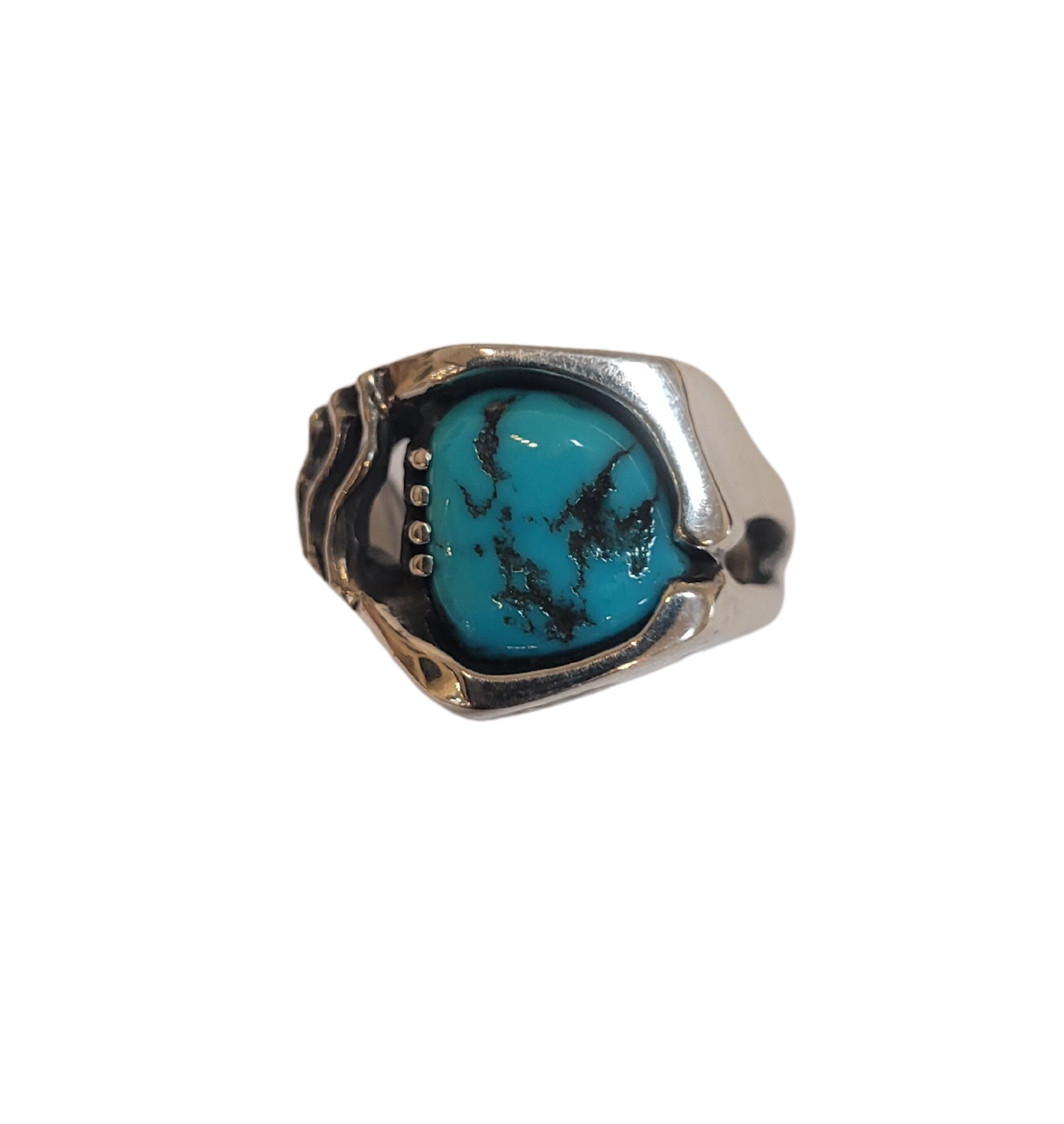 Ring Sterling Silver with Morenci Turquoise  - Size 7 BKN507 by Ken and Barbara Newman