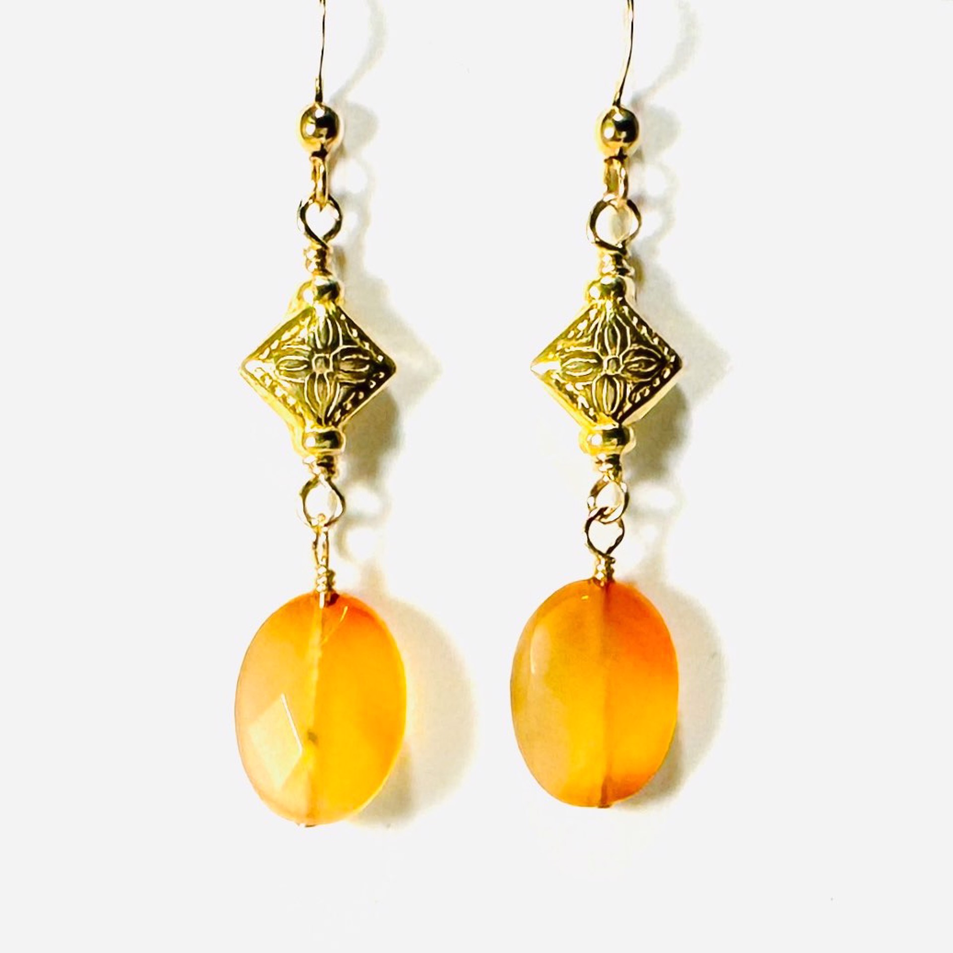 Faceted Carnelian, GF Bead Earrings LR24-20 by Legare Riano