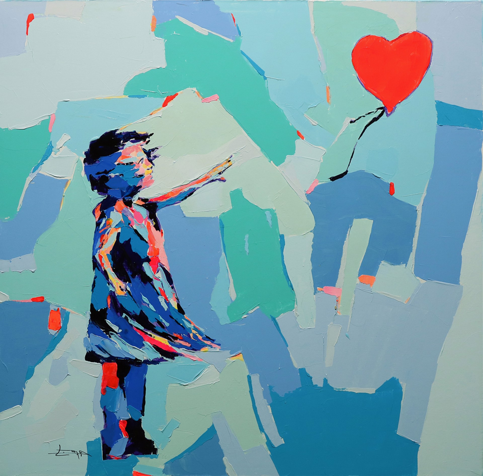 Girl With Heart Balloon by Federico Lopez