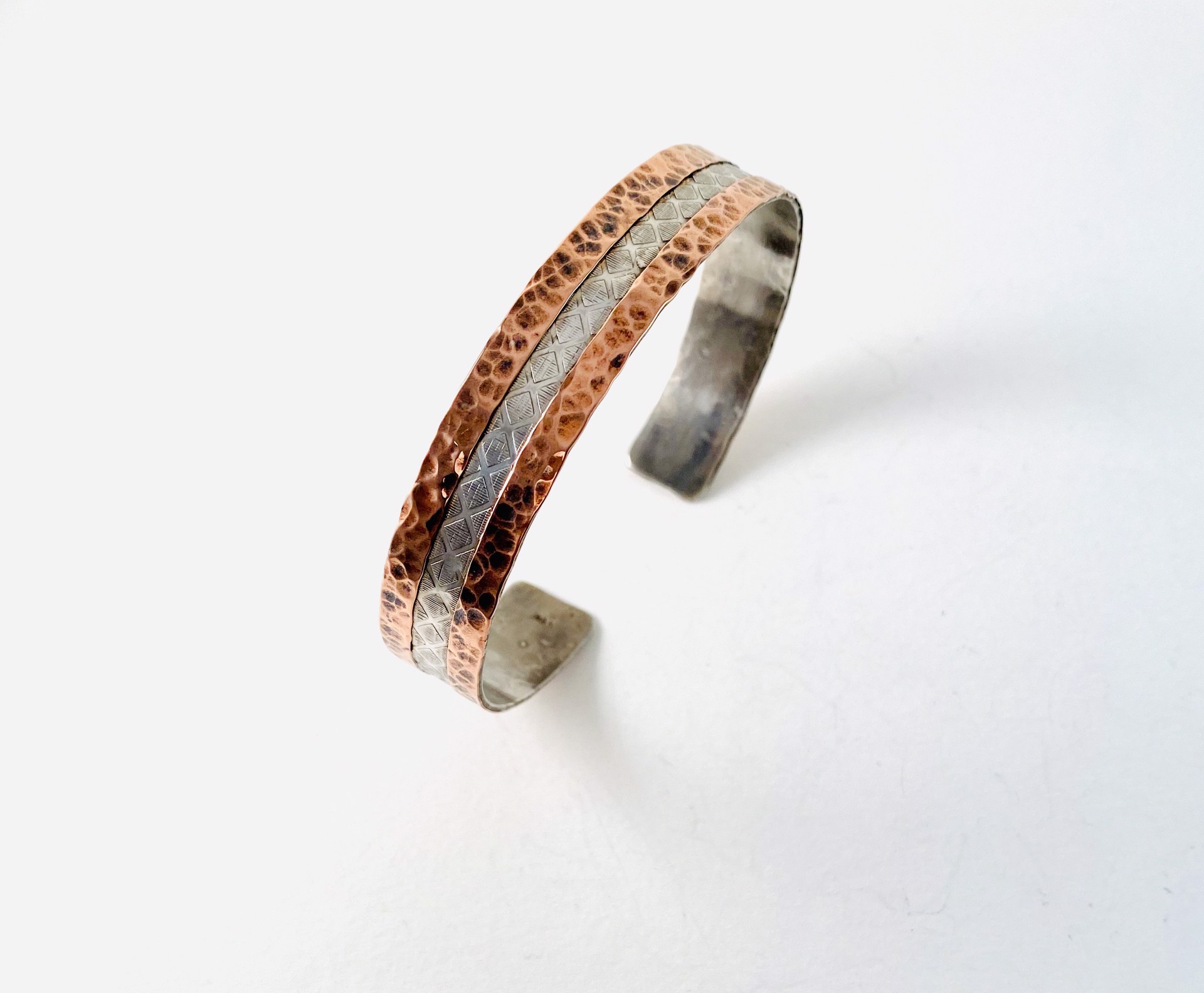 Silver and Copper 8"Cuff AB19-4 by Anne Bivens