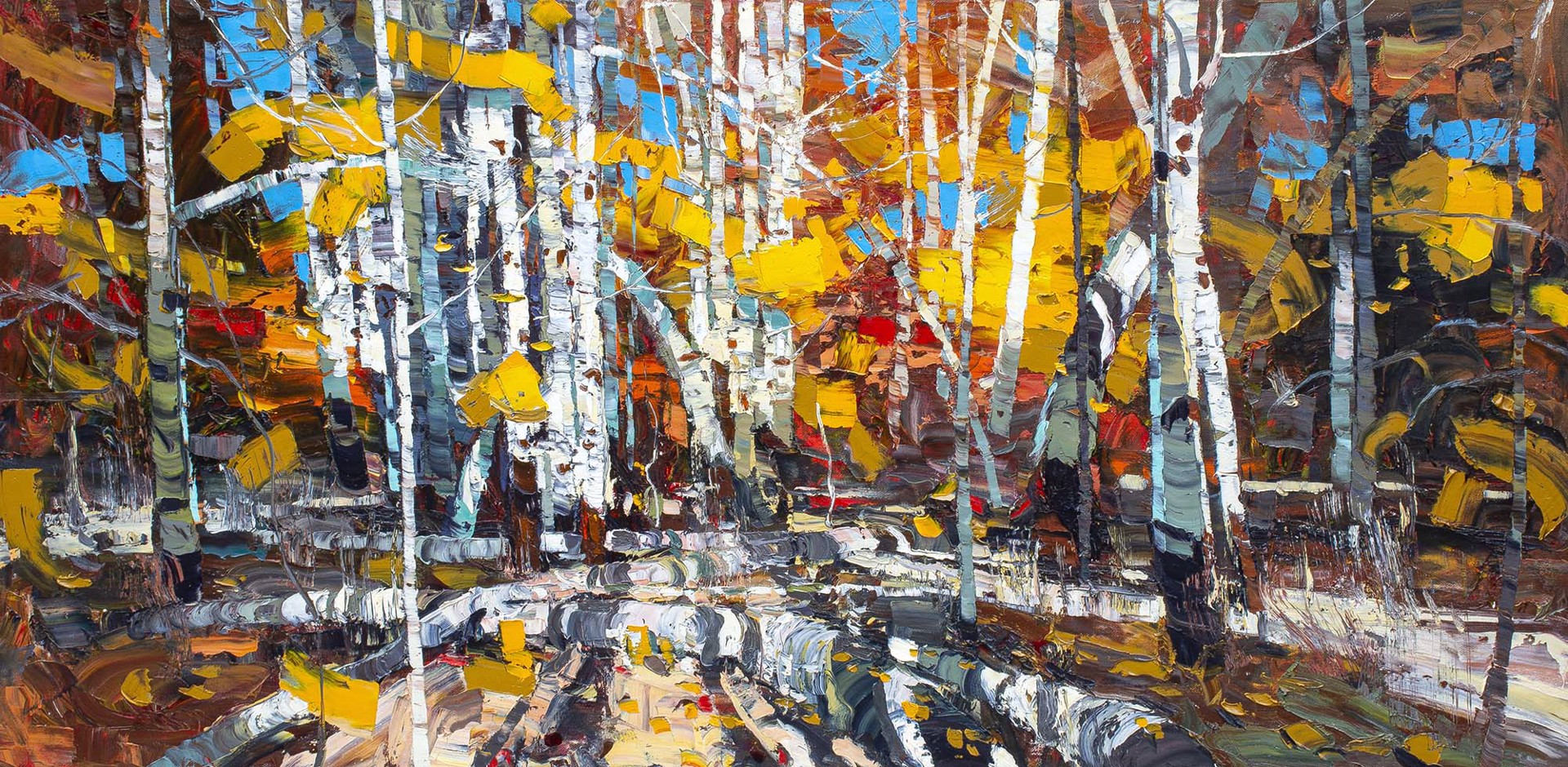 A Contemporary Landscape Painting Of Aspens During Fall By Silas Thompson Available At Gallery Wild