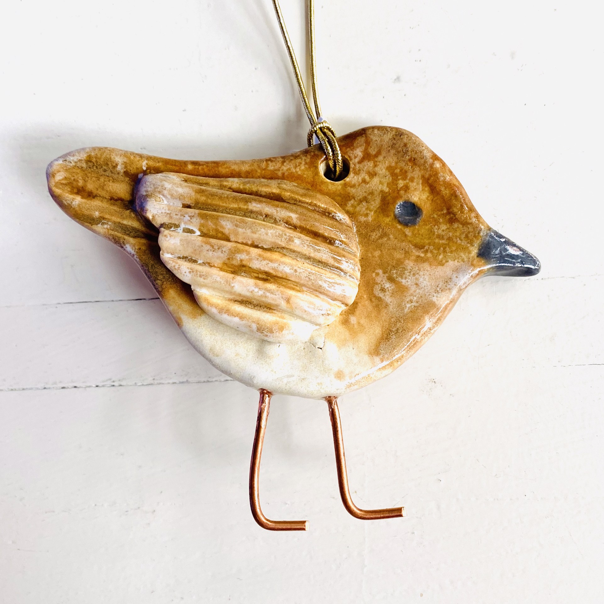 Ornament Sandpiper with Copper Legs by Lin Barnhardt
